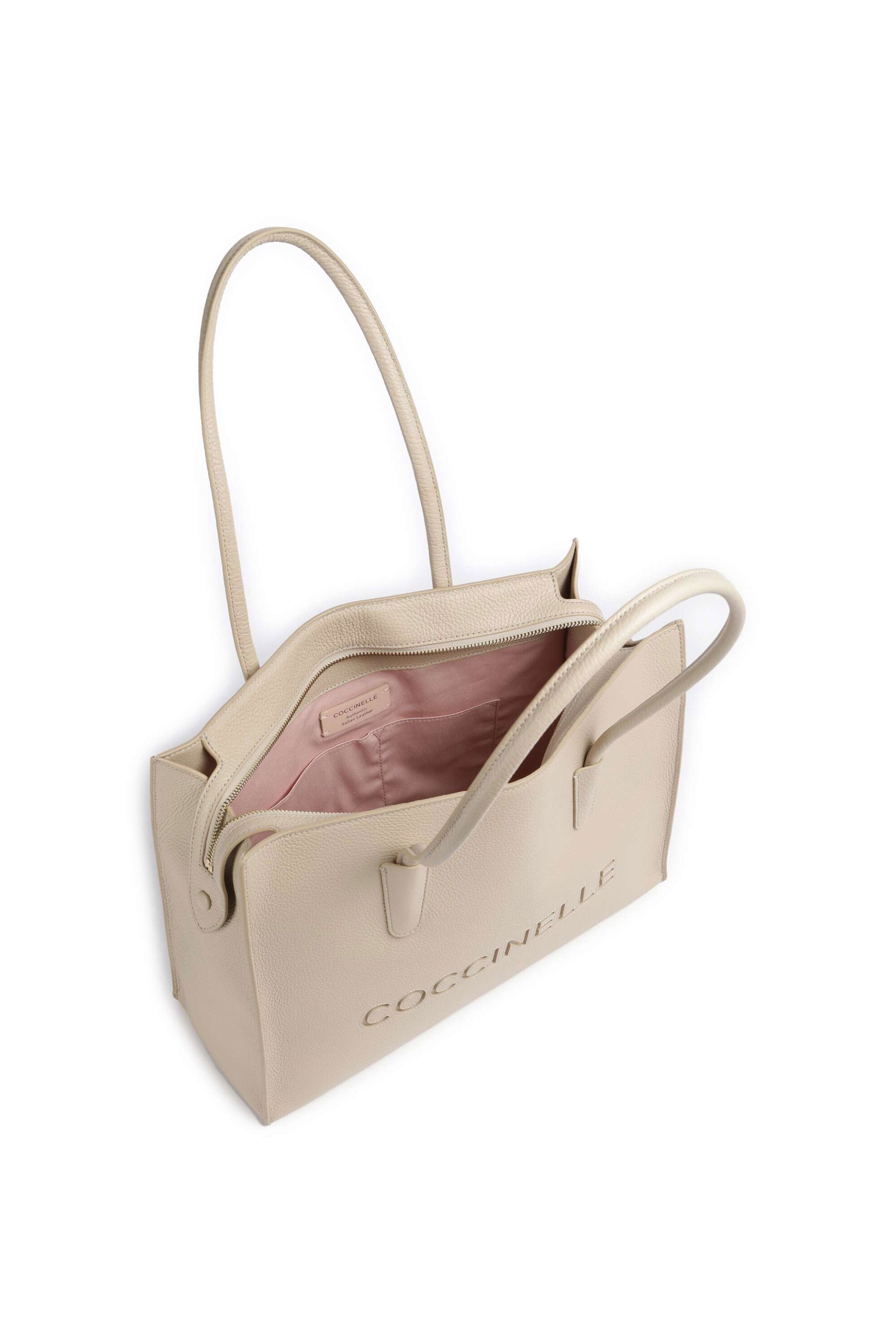 Coccinelle Γυναικεία Δερμάτινη Τσάντα Shopper Myrtha - E1Uak-110201 Μπεζ