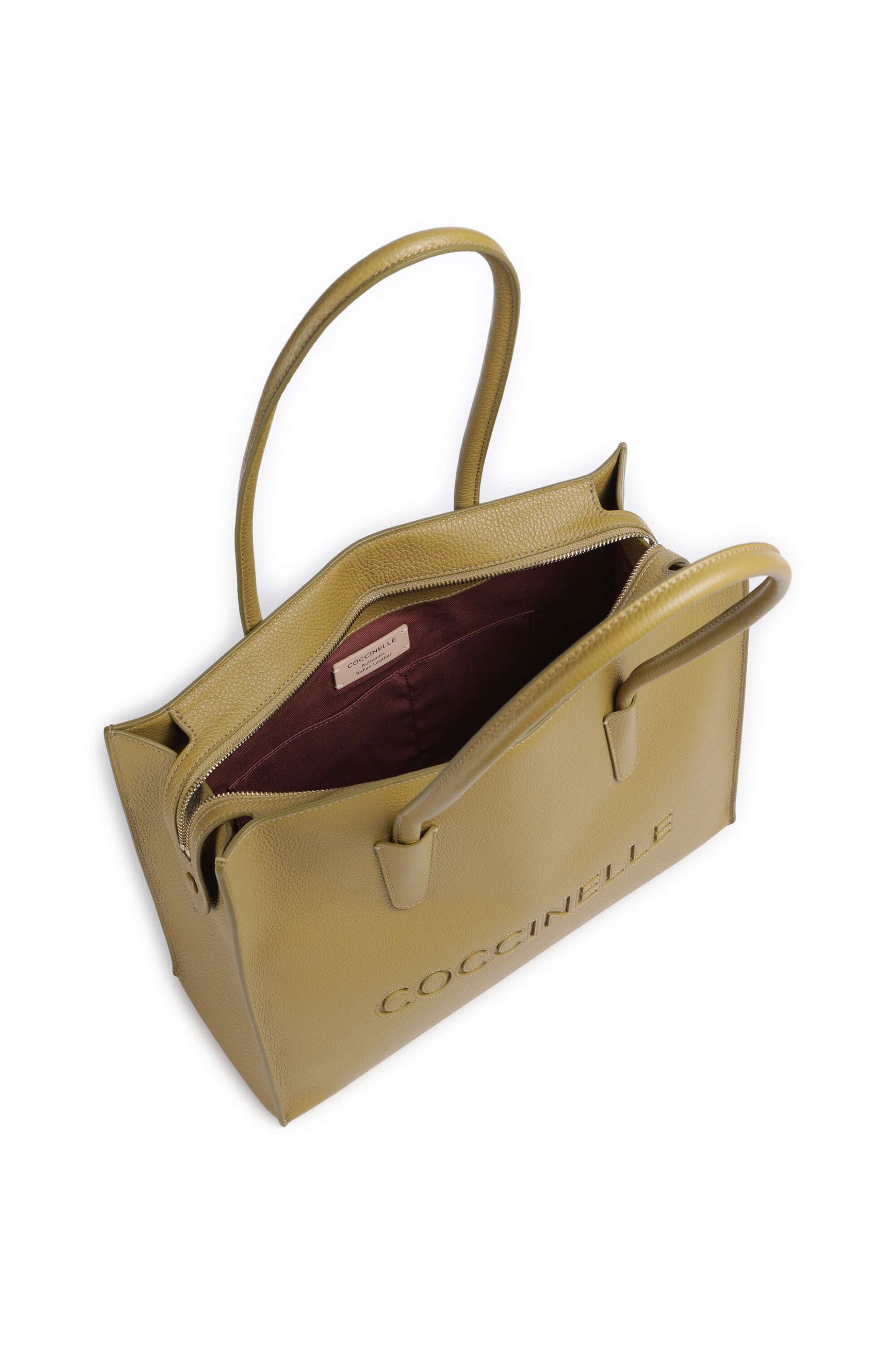Coccinelle Γυναικεία Δερμάτινη Τσάντα Shopper Myrtha - E1Uak-110201 Λαδί