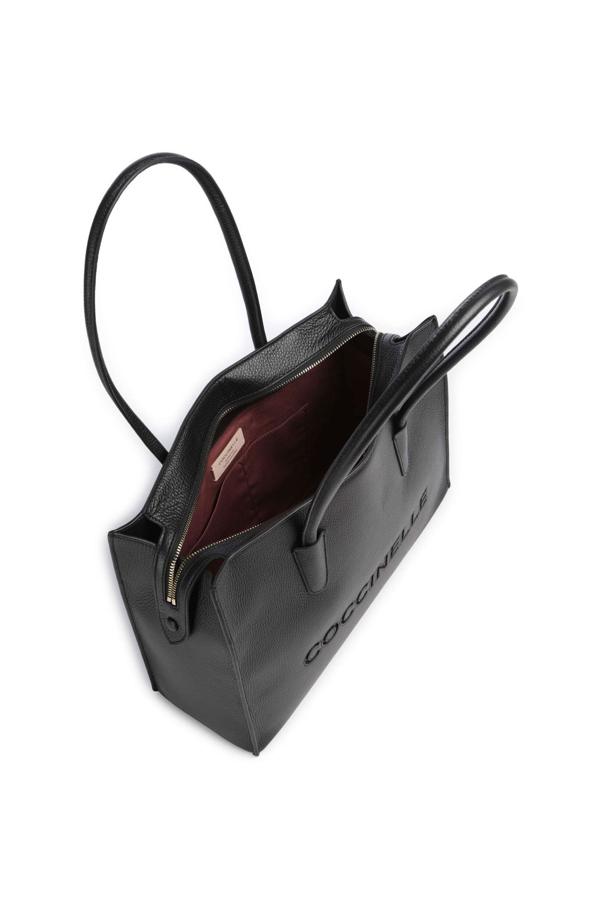 Coccinelle Γυναικεία Δερμάτινη Τσάντα Shopper Myrtha - E1Uak-110201 Μαύρο