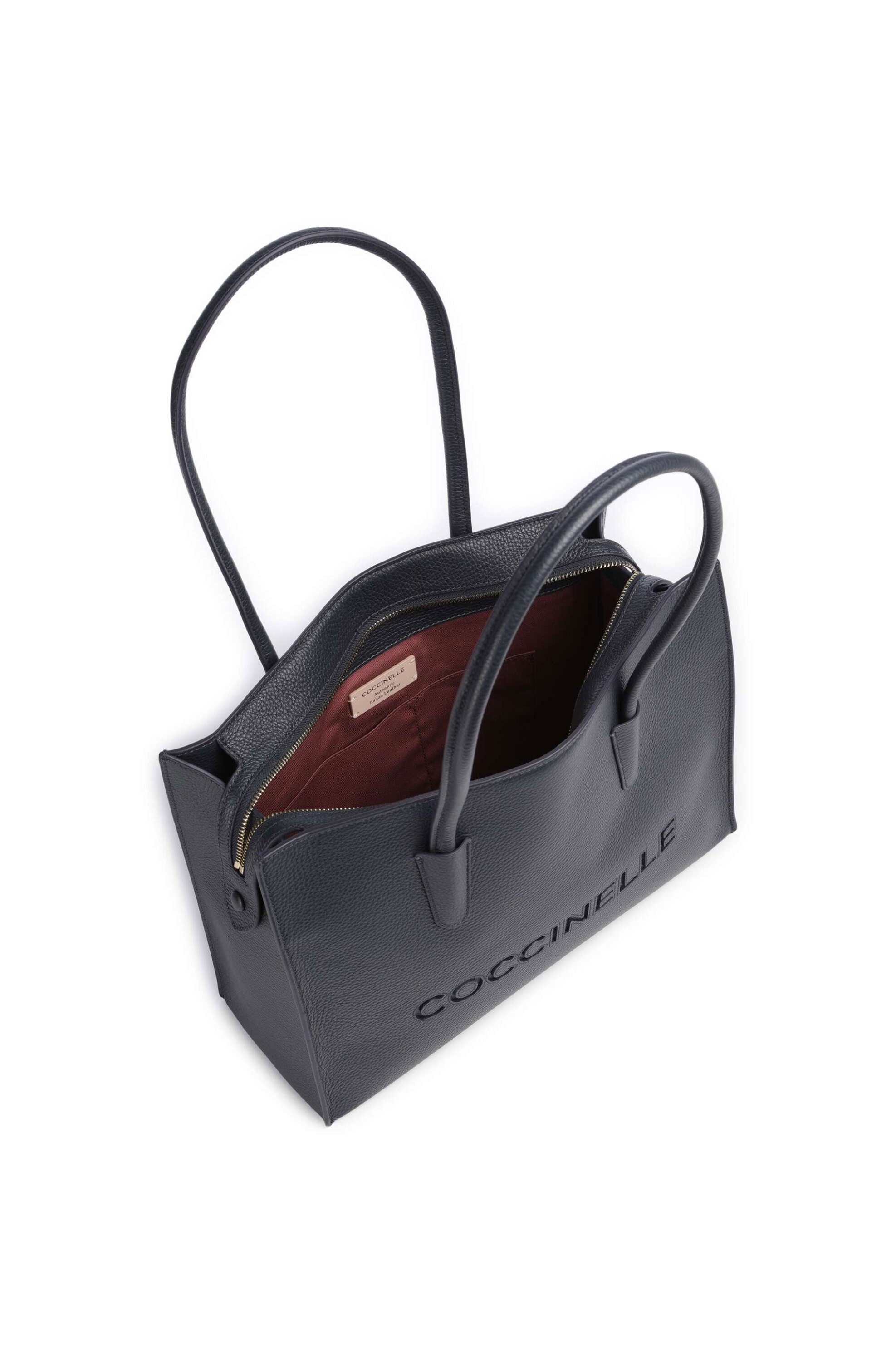 Coccinelle Γυναικεία Δερμάτινη Τσάντα Shopper Myrtha - E1Uak-110201 Μπλε Σκούρο