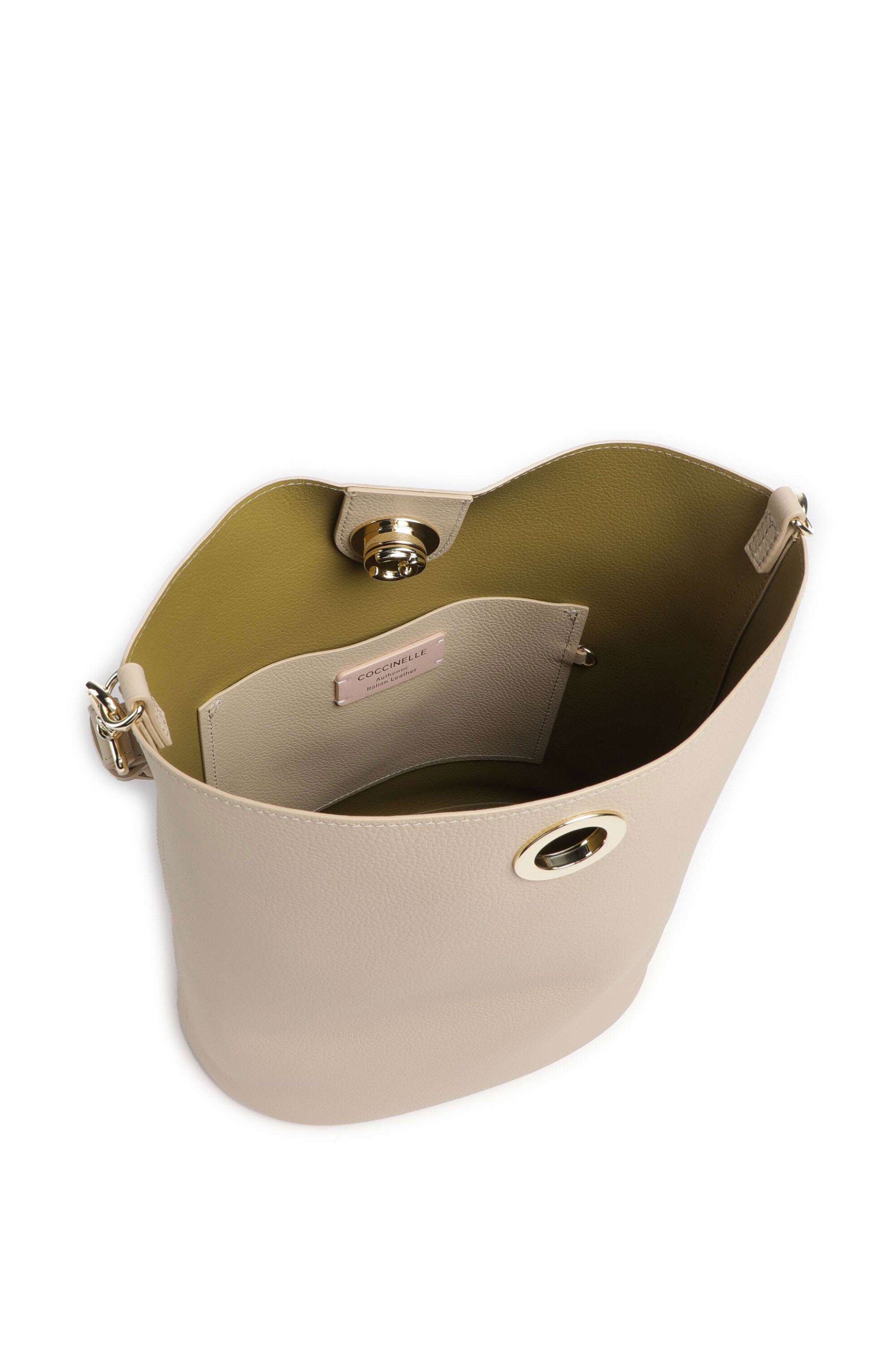 Coccinelle Γυναικεία Δερμάτινη Τσάντα Bucket Nikla - E1Toa-230101 Μπεζ