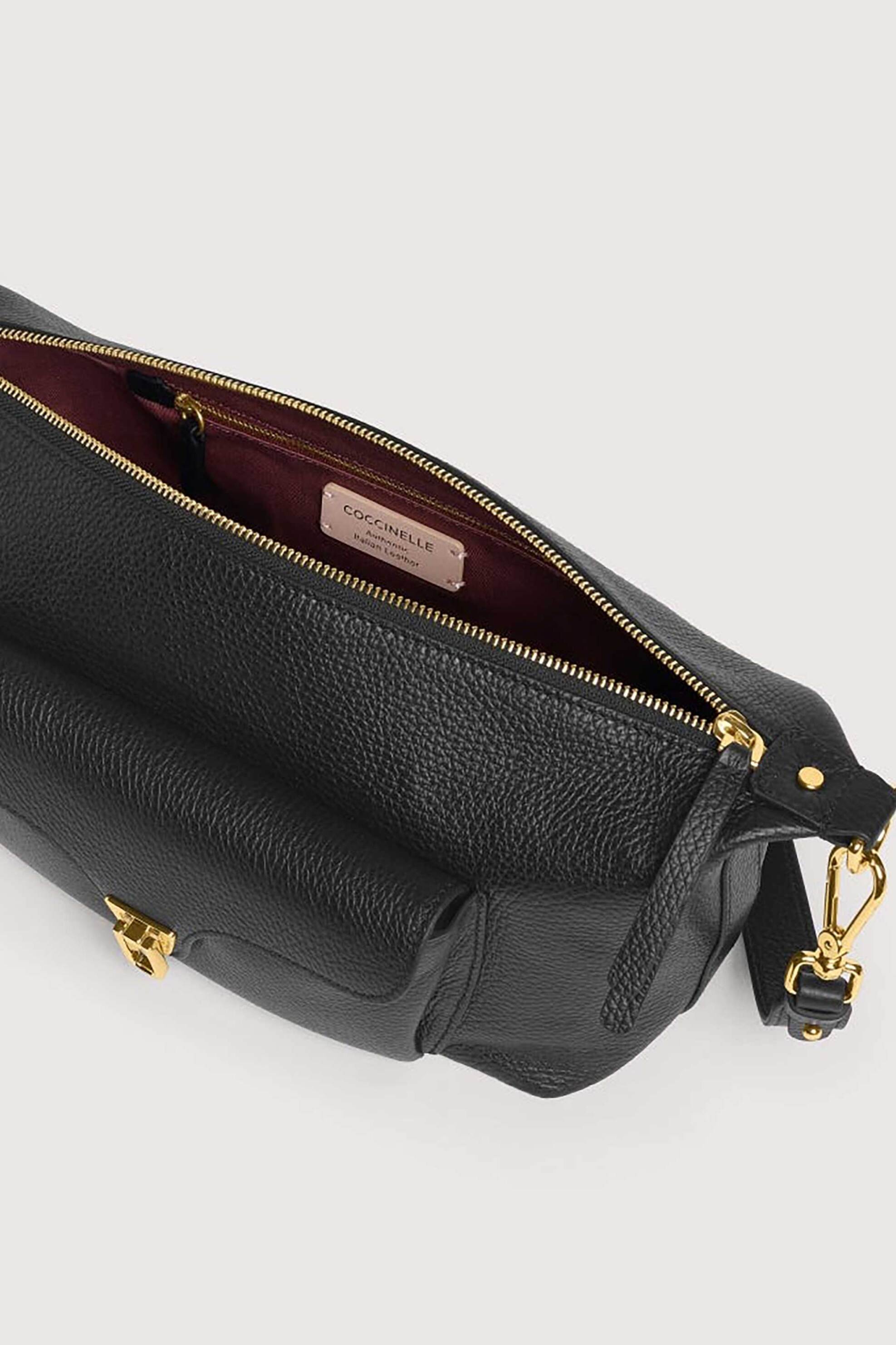 Coccinelle Γυναικεία Δερμάτινη Τσάντα Crossbody Beat Generation Medium - E1Tfk-150101 Μαύρο
