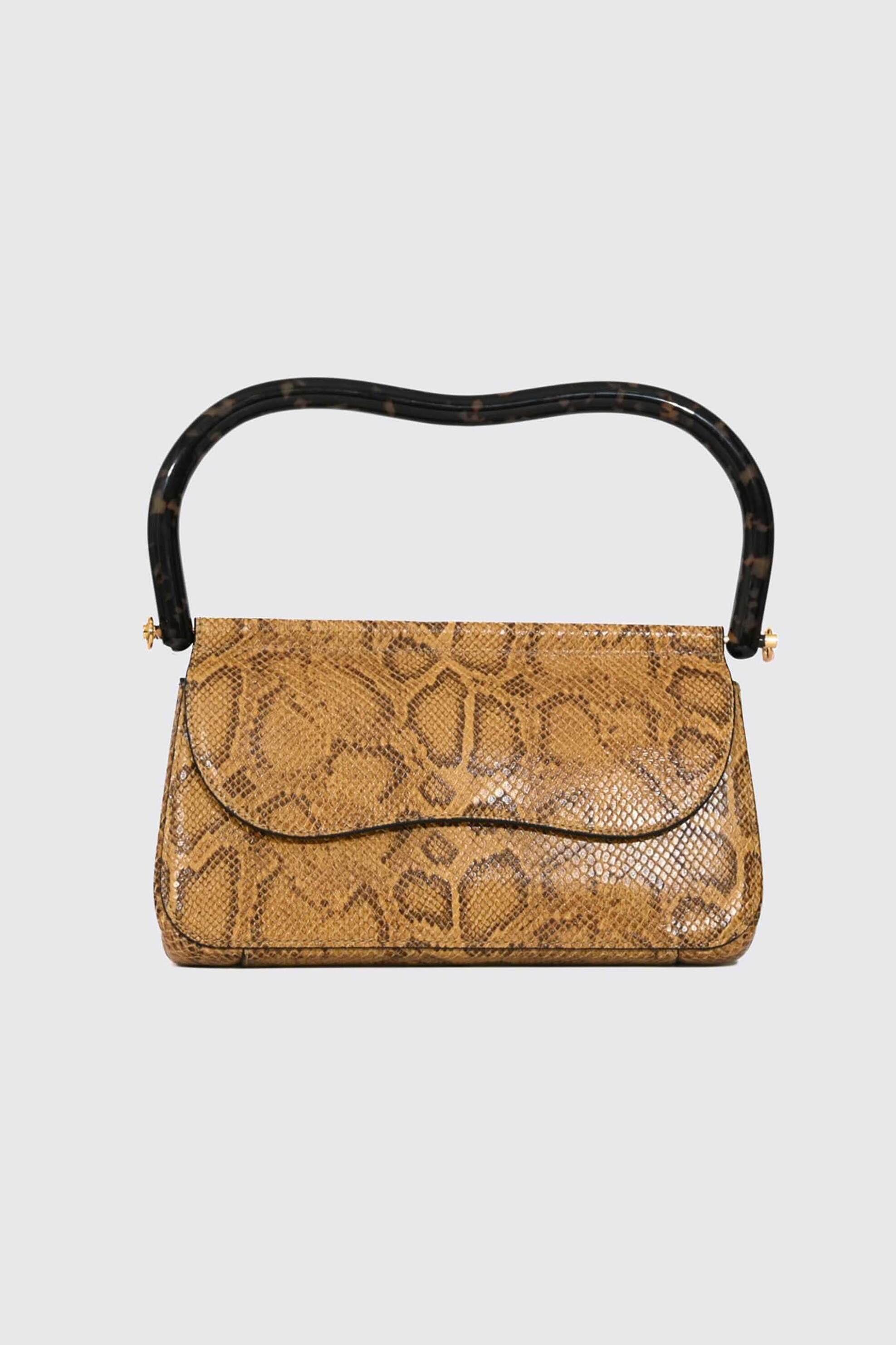 COCCINELLE Coccinelle γυναικεία δερμάτινη τσάντα χειρός με snake print "Cora" - E1V41-180101 Κίτρινο Honey - 3