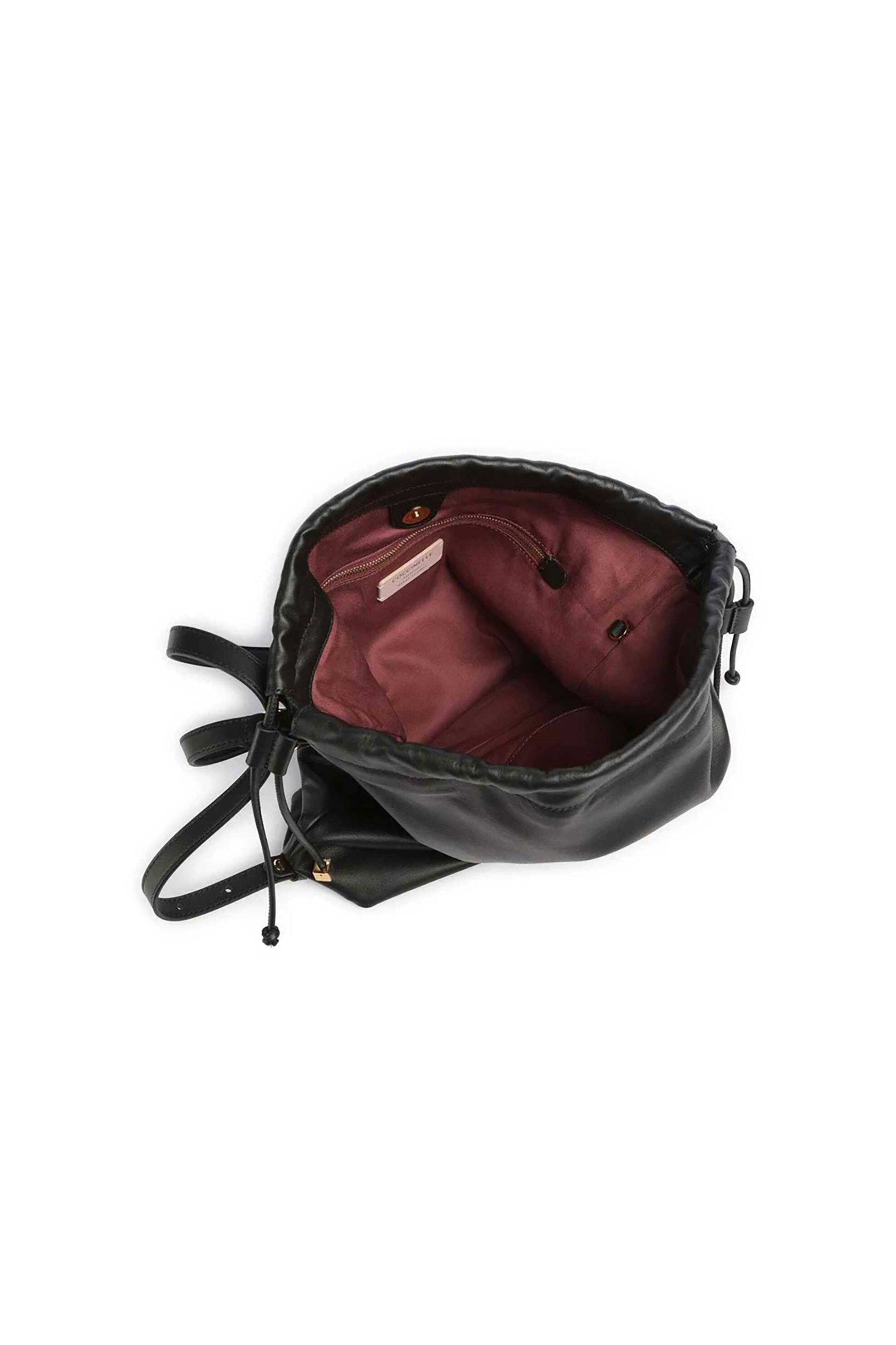 Coccinelle Γυναικεία Δερμάτινη Τσάντα Ώμου Backpack Lidia - E1V9F-140101 Μαύρο