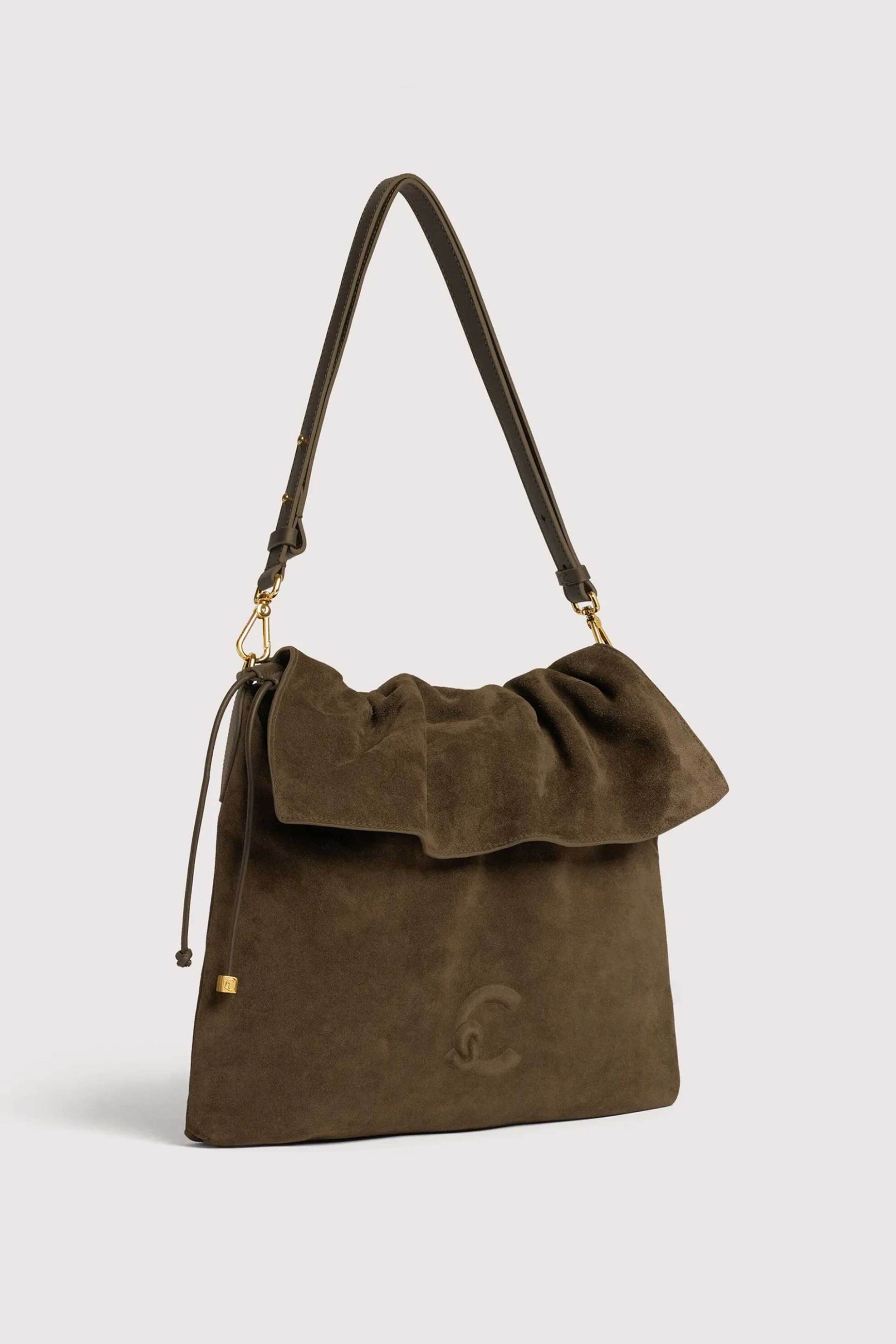 COCCINELLE Coccinelle γυναικεία suede τσάντα ώμου "Lidia Medium" - E1V9G-130101 Χακί - 2