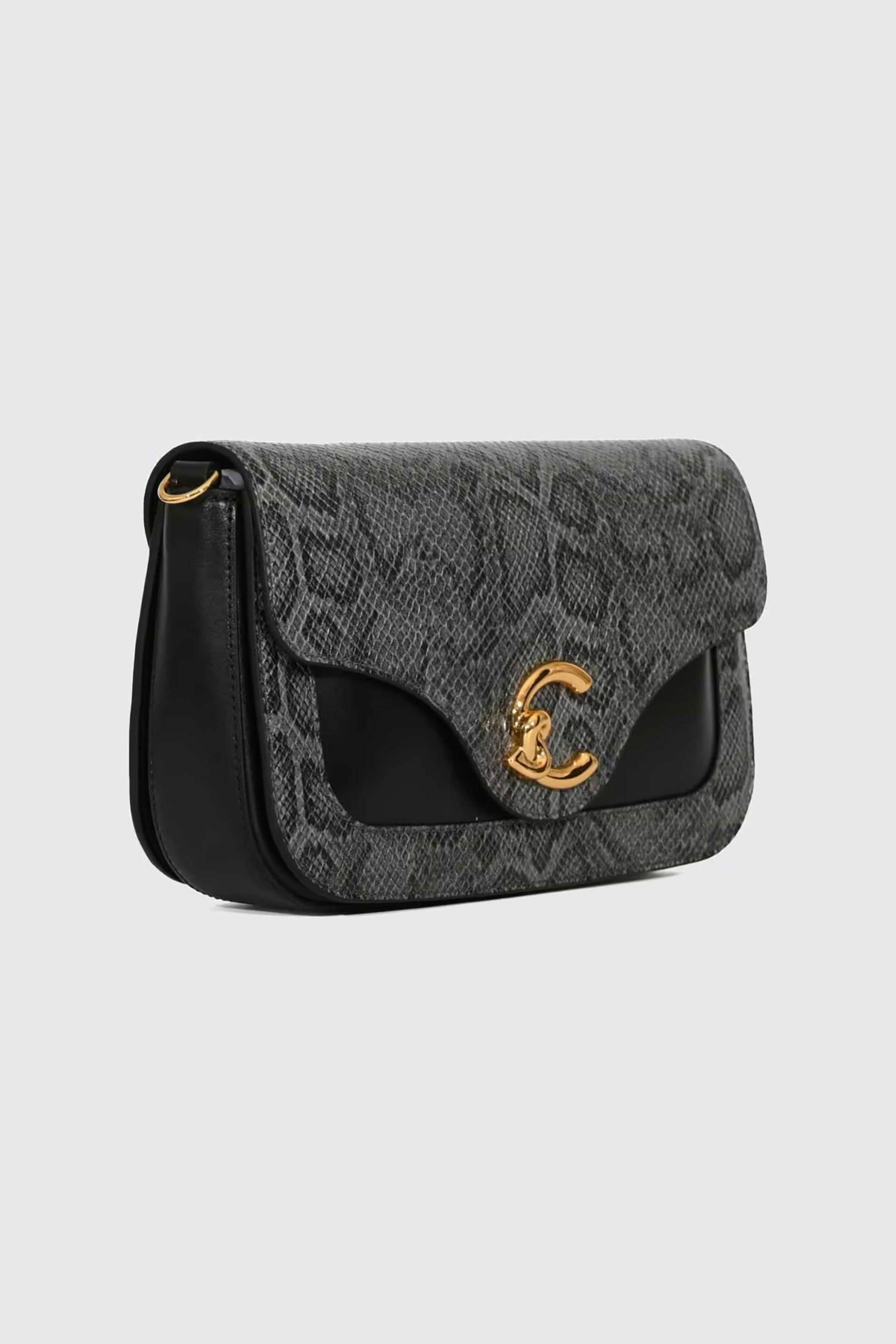 COCCINELLE Coccinelle γυναικεία δερμάτινη τσάντα clutch/crossbody με snake print "C-me" - E1V9P-120301 Ανθρακί - 2