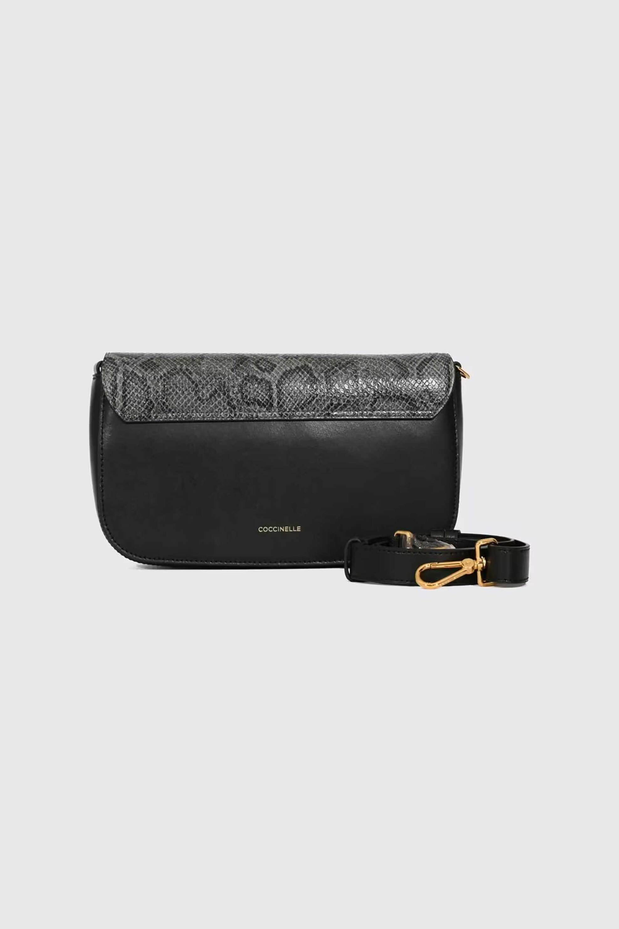 COCCINELLE Coccinelle γυναικεία δερμάτινη τσάντα clutch/crossbody με snake print "C-me" - E1V9P-120301 Ανθρακί - 3