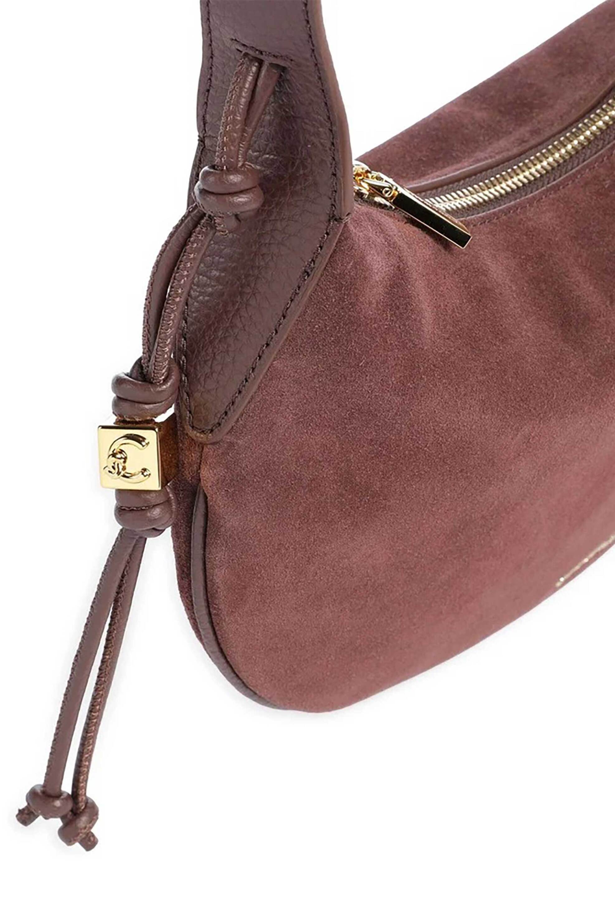COCCINELLE Coccinelle γυναικεία δερμάτινη τσάντα ώμου "Τhess Suede Hobo Small" - E1VCB-130301 Καφέ Σκούρο - 3