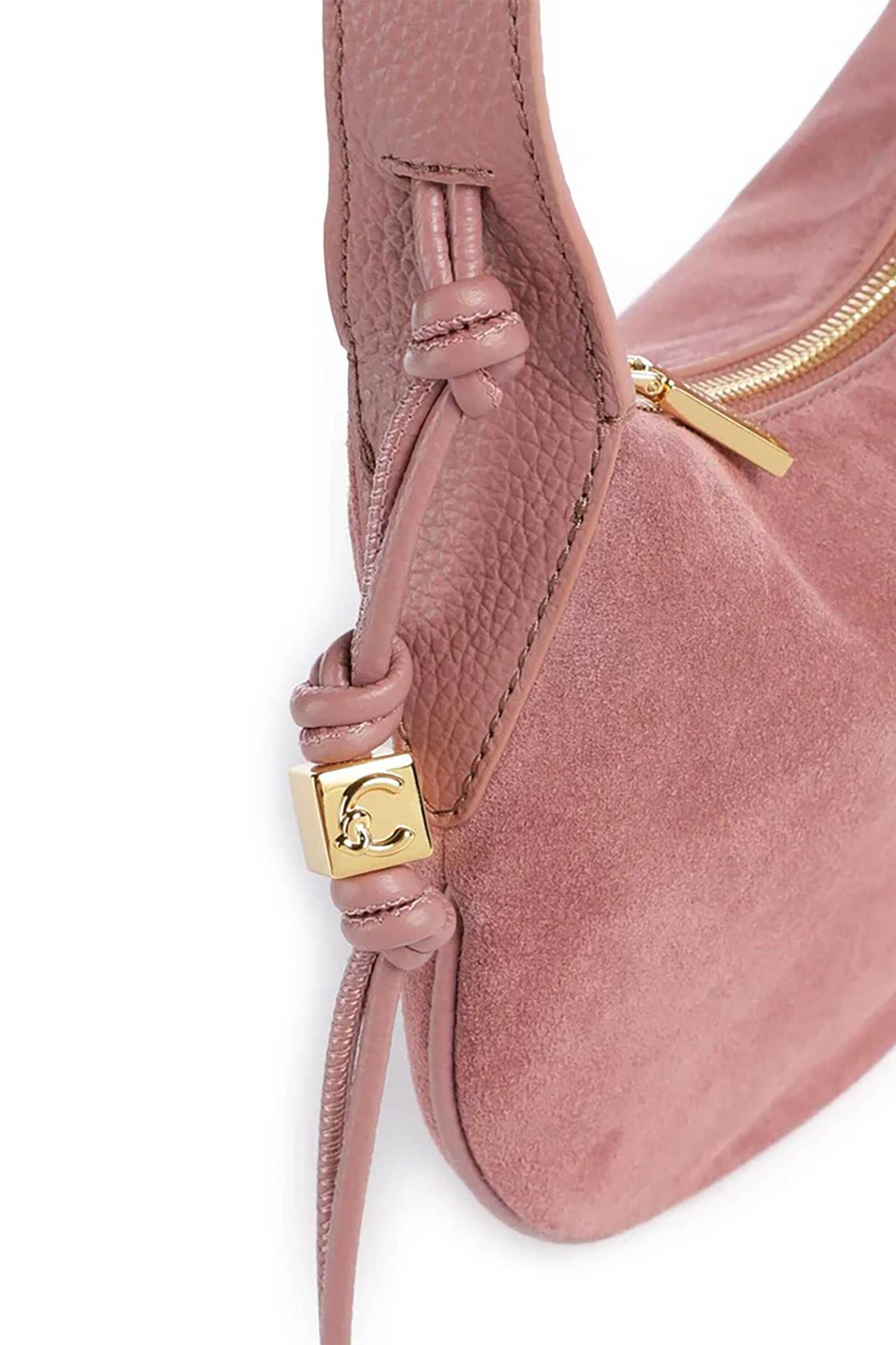 COCCINELLE Coccinelle γυναικεία δερμάτινη τσάντα ώμου "Τhess Suede Hobo Small" - E1VCB-130301 Ροζ - 3