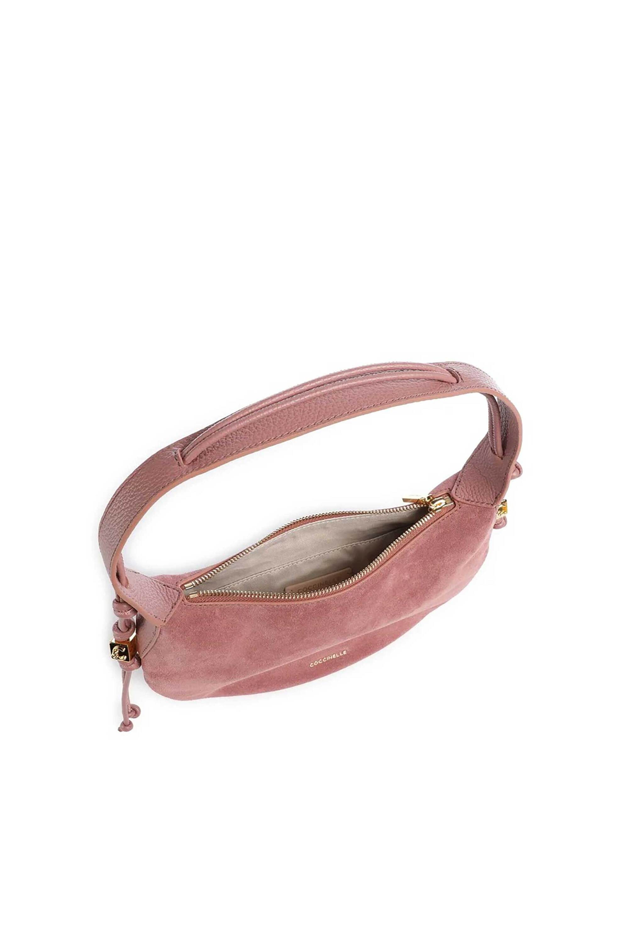 Coccinelle Γυναικεία Δερμάτινη Τσάντα Ώμου Τhess Suede Hobo Small - E1Vcb-130301 Ροζ