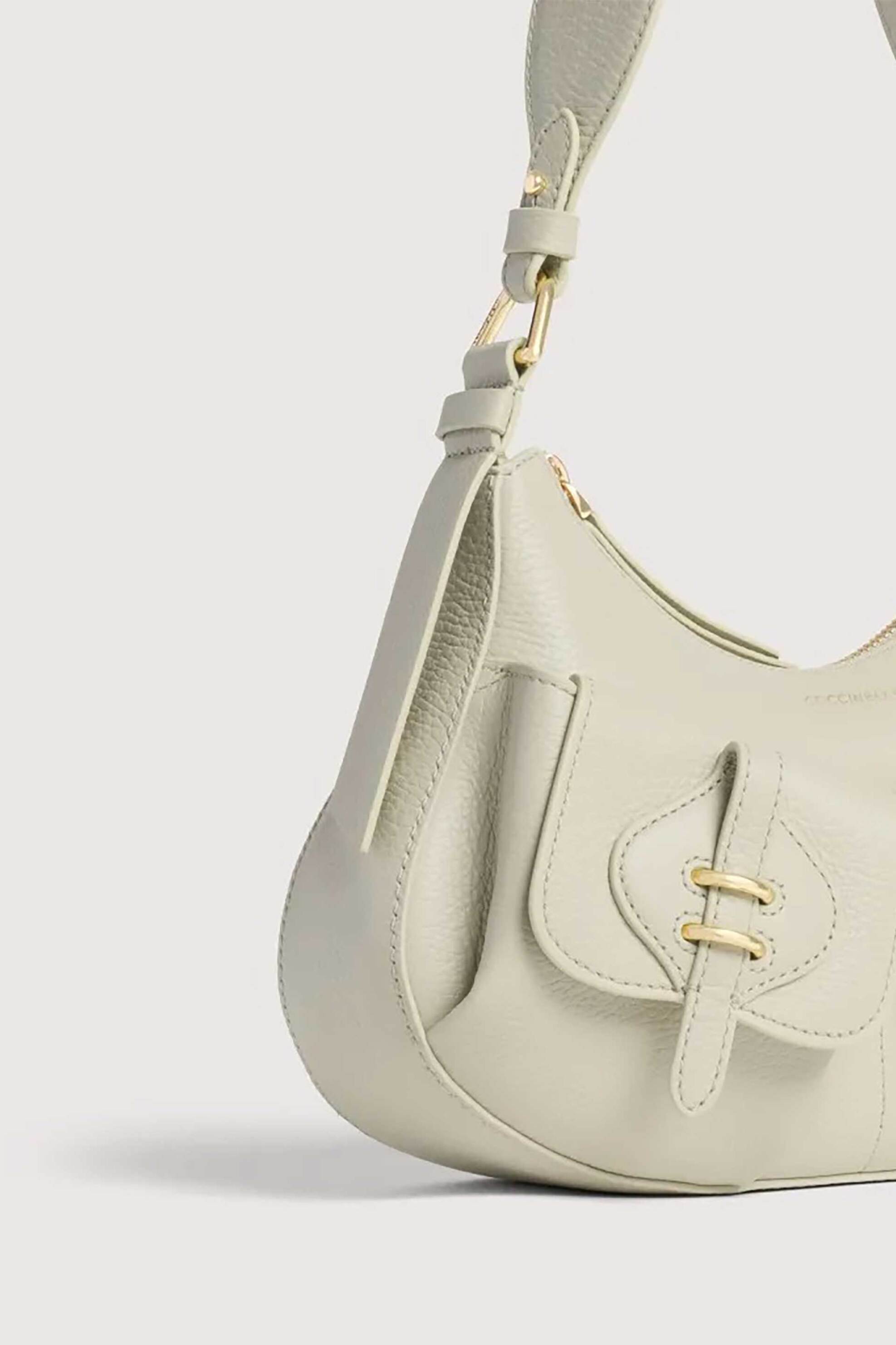 COCCINELLE Coccinelle γυναικεία δερμάτινη τσάντα ώμου "Mavery Pocket Small" - E1VGK-120201 Εκρού - 3