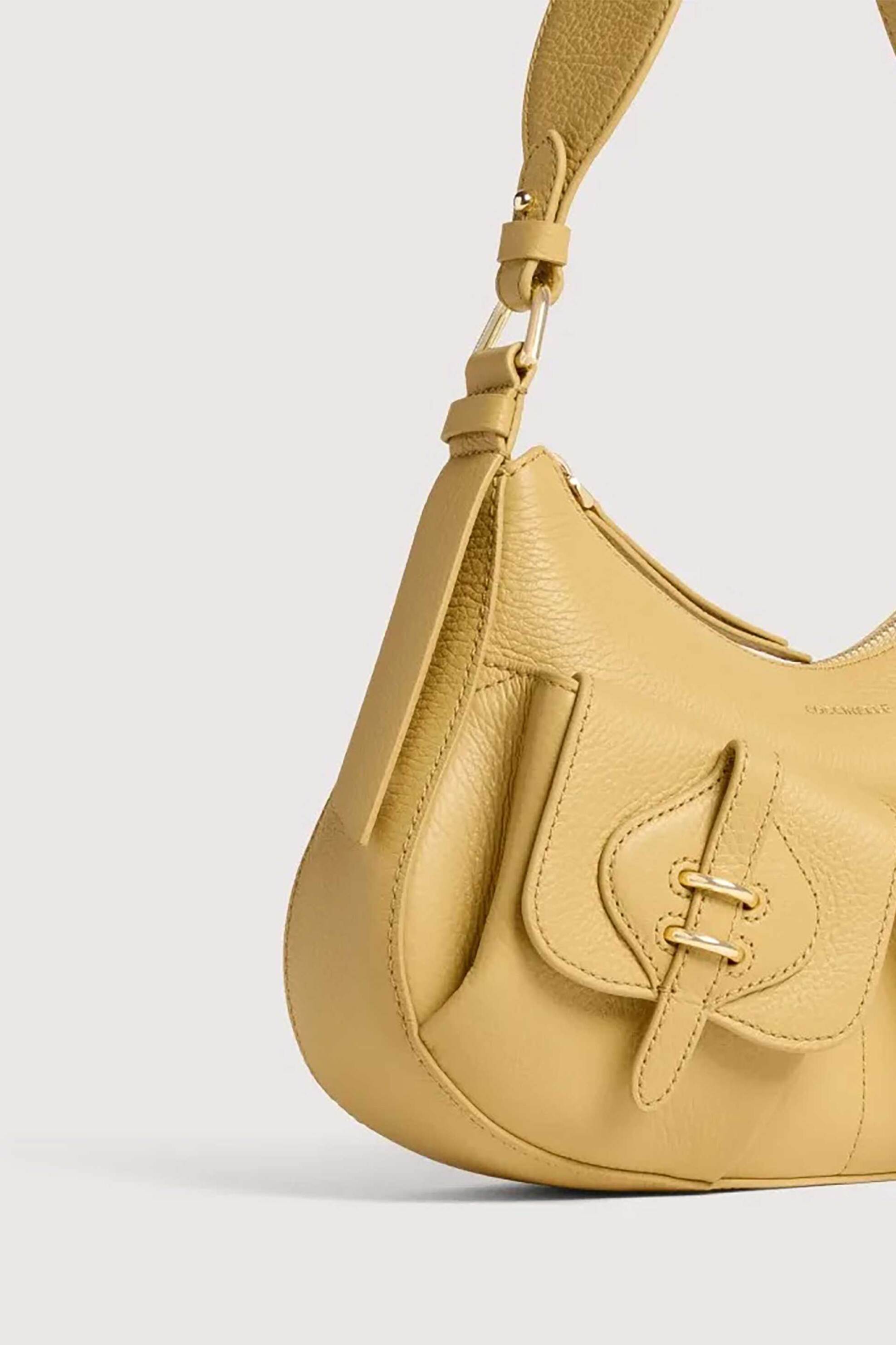 COCCINELLE Coccinelle γυναικεία δερμάτινη τσάντα ώμου "Mavery Pocket Small" - E1VGK-120201 Κίτρινο - 3