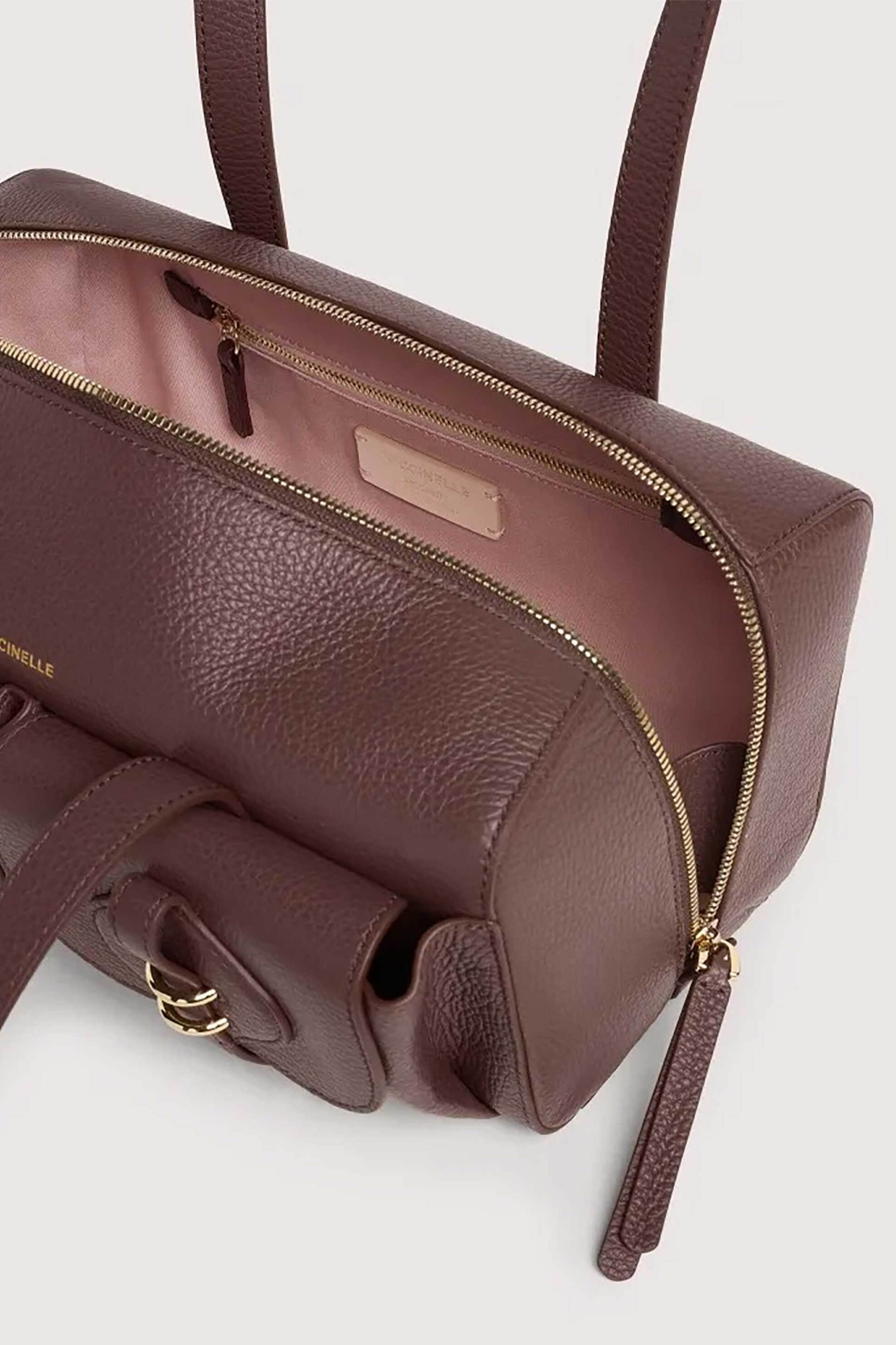 Coccinelle Γυναικεία Δερμάτινη Τσάντα Ώμου Mavery Pocket Medium - E1Vgk-120301 Καφέ Σκούρο