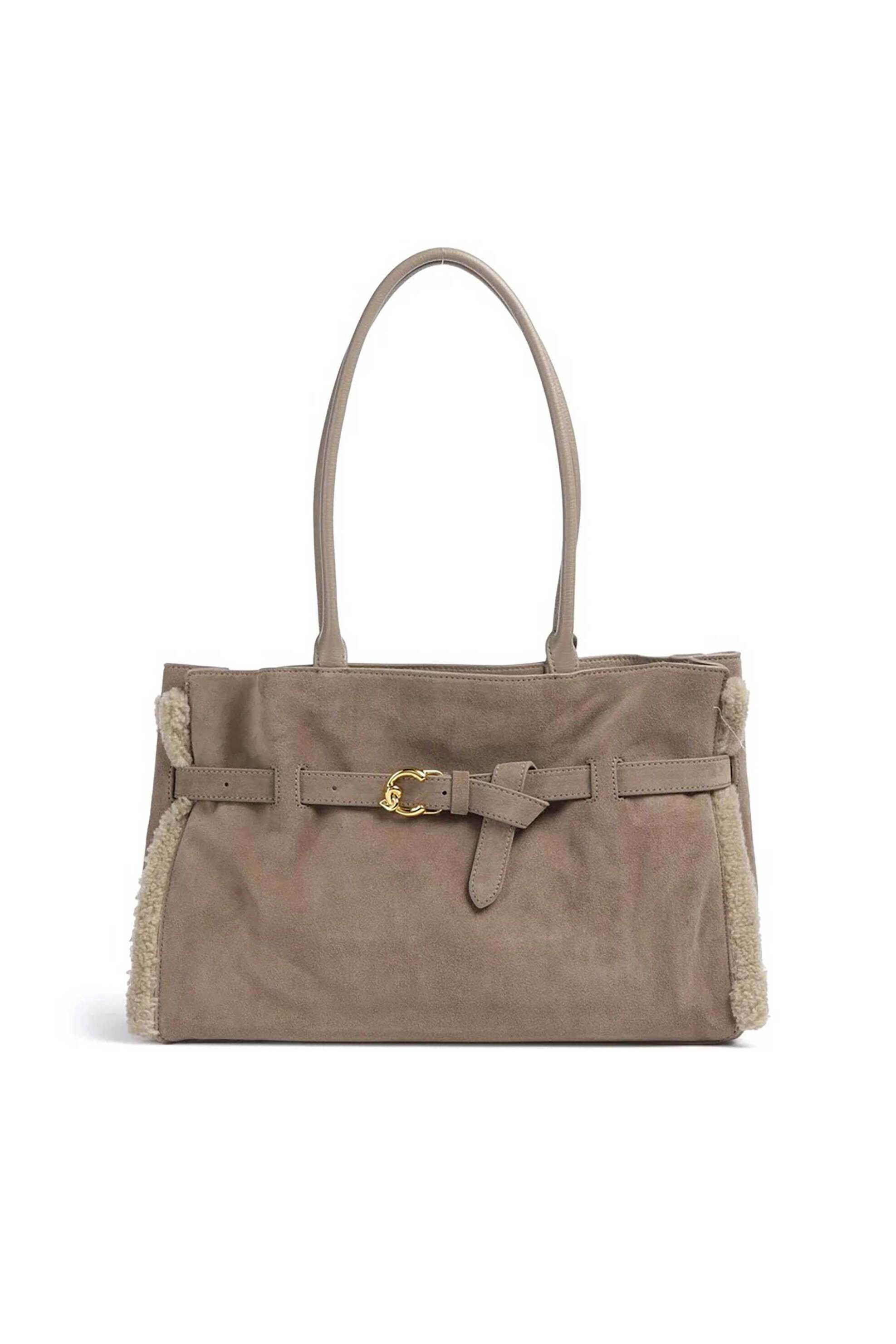 COCCINELLE Coccinelle γυναικεία τσάντα ώμου με faux γούνα "Sabine Soft Suede" - E1VH6-110201 Μπεζ