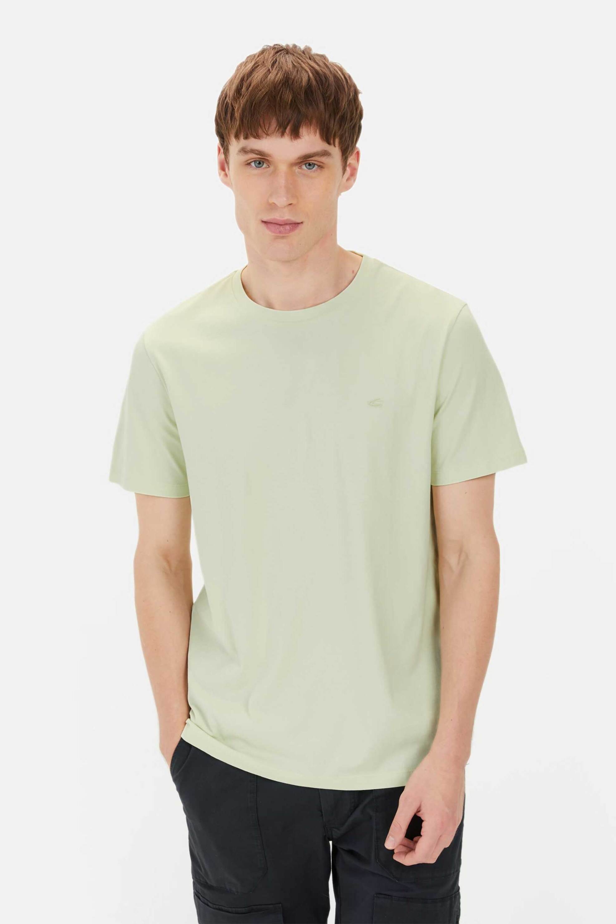 CAMEL ACTIVE Camel Active ανδρικό T-shirt με κεντημένο λογότυπο Regular Fit - C251-409700-5T01 Πράσινο Ανοιχτό