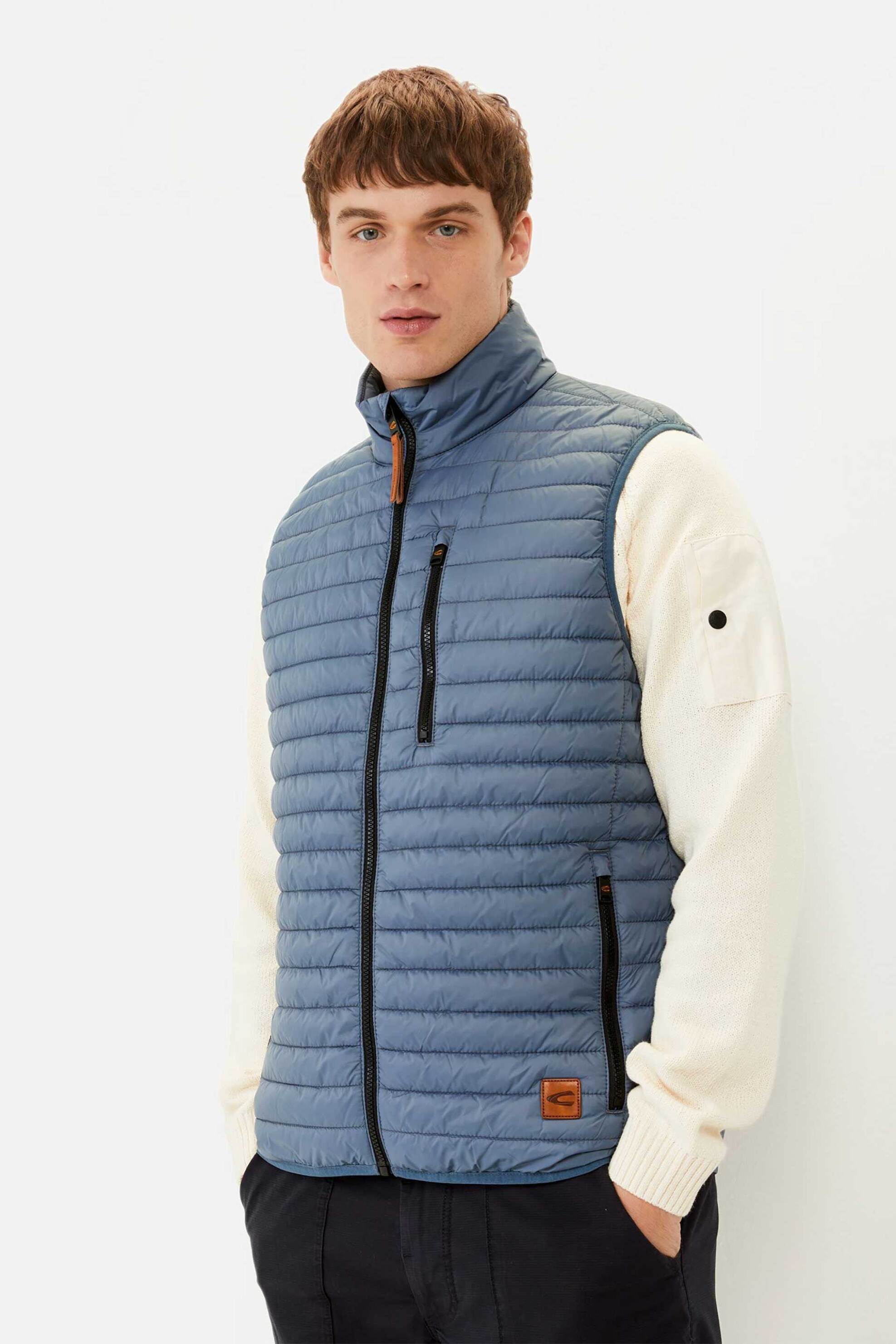 CAMEL ACTIVE Camel Active ανδρικό μπουφάν αμάνικο αδιάβροχο με καπιτονέ σχέδιο και ψηλό λαιμό Regular Fit - C251-460980-5E52 Μπλε