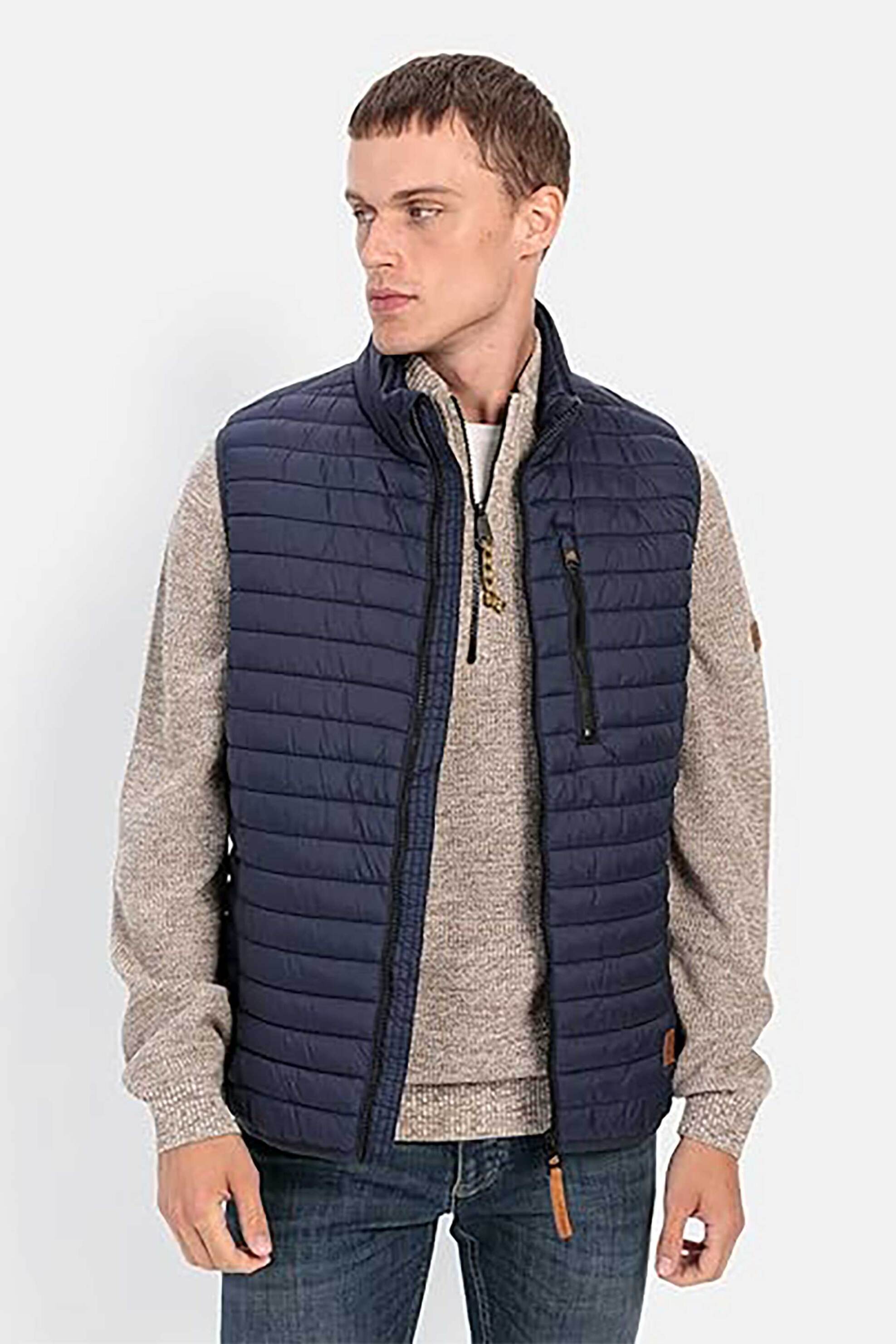 Camel Active ανδρικό αμάνικο μπουφάν αδιάβροχο με καπιτονέ σχέδιο και ψηλό λαιμό Regular Fit - C252NOS-460980-9E52 Μπλε Σκούρο