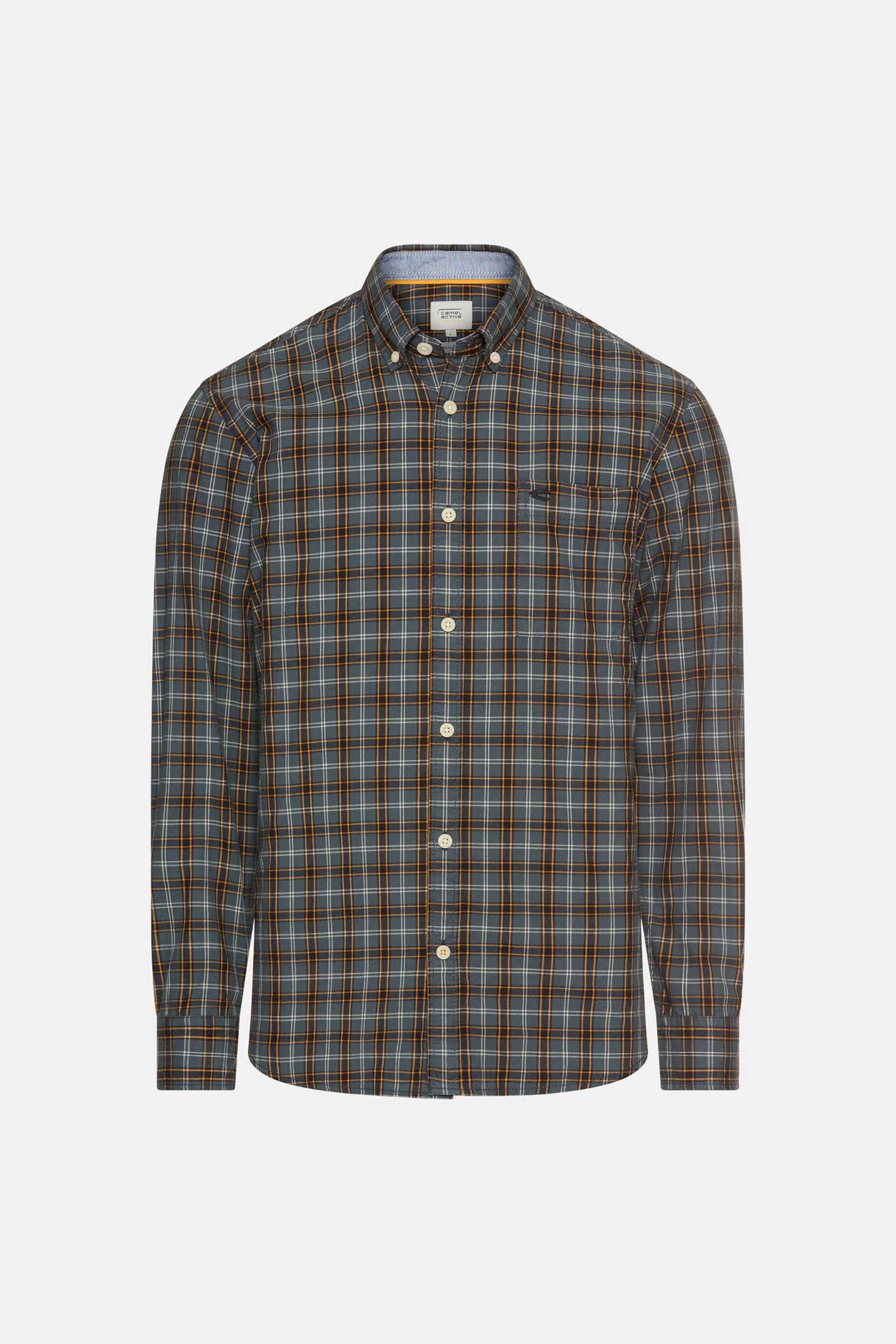 Camel Active ανδρικό πουκάμισο button down με καρό σχέδιο και τσέπη με λογότυπο Regular Fit - C252-409111-6S11 Μπλε