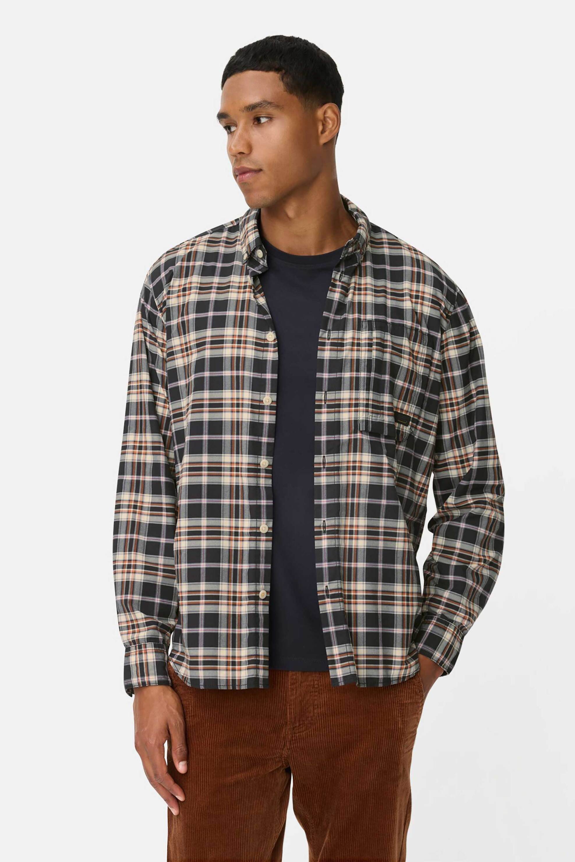 Camel Active ανδρικό πουκάμισο button down με καρό σχέδιο και τσέπη με λογότυπο Regular Fit - C252-409113-6S13 Καφέ