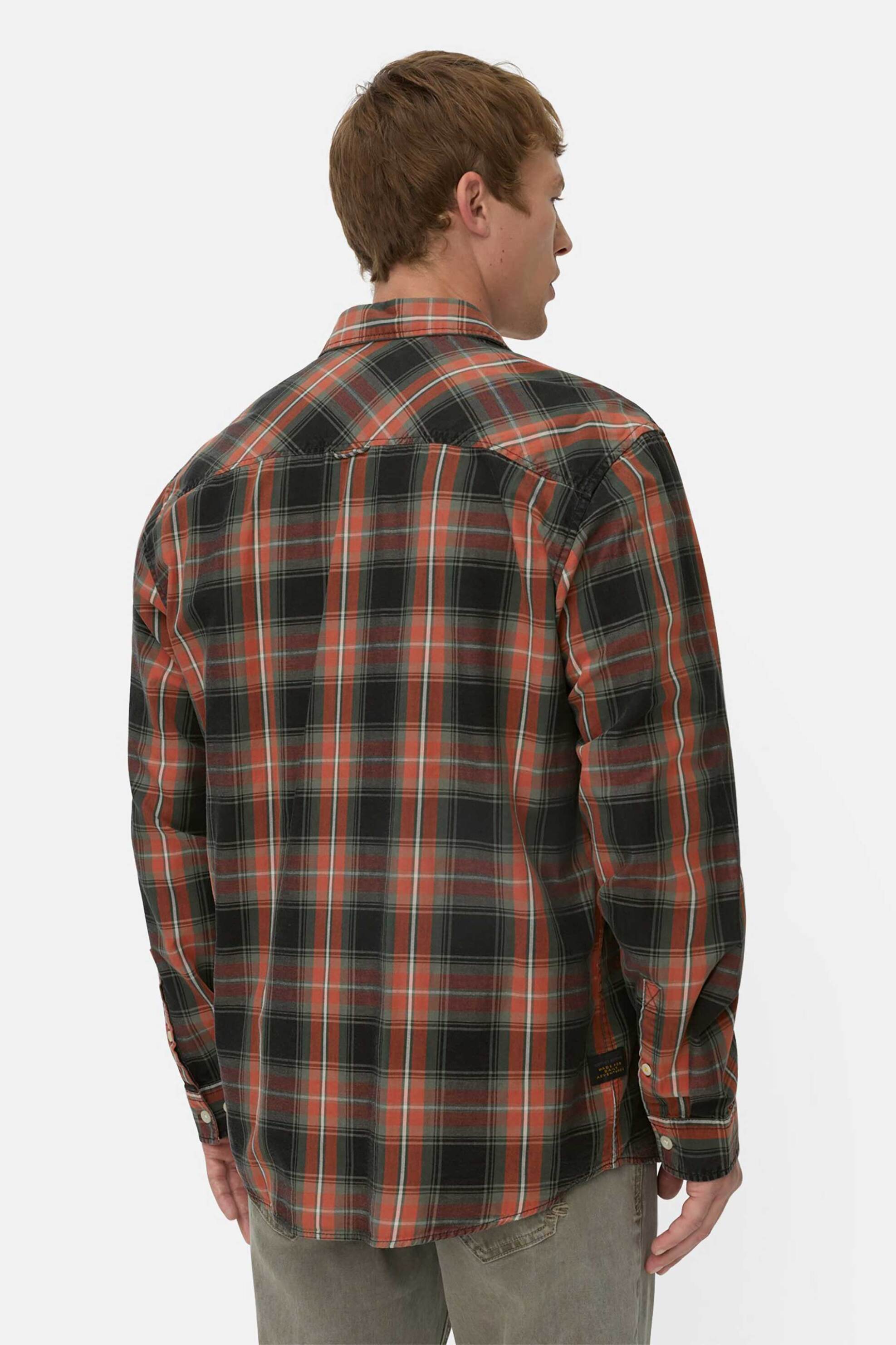 Camel Active ανδρικό πουκάμισο με καρό σχέδιο και τσέπες με λογότυπο Regular Fit - C252-409140-6S40 Καφέ φωτογραφία