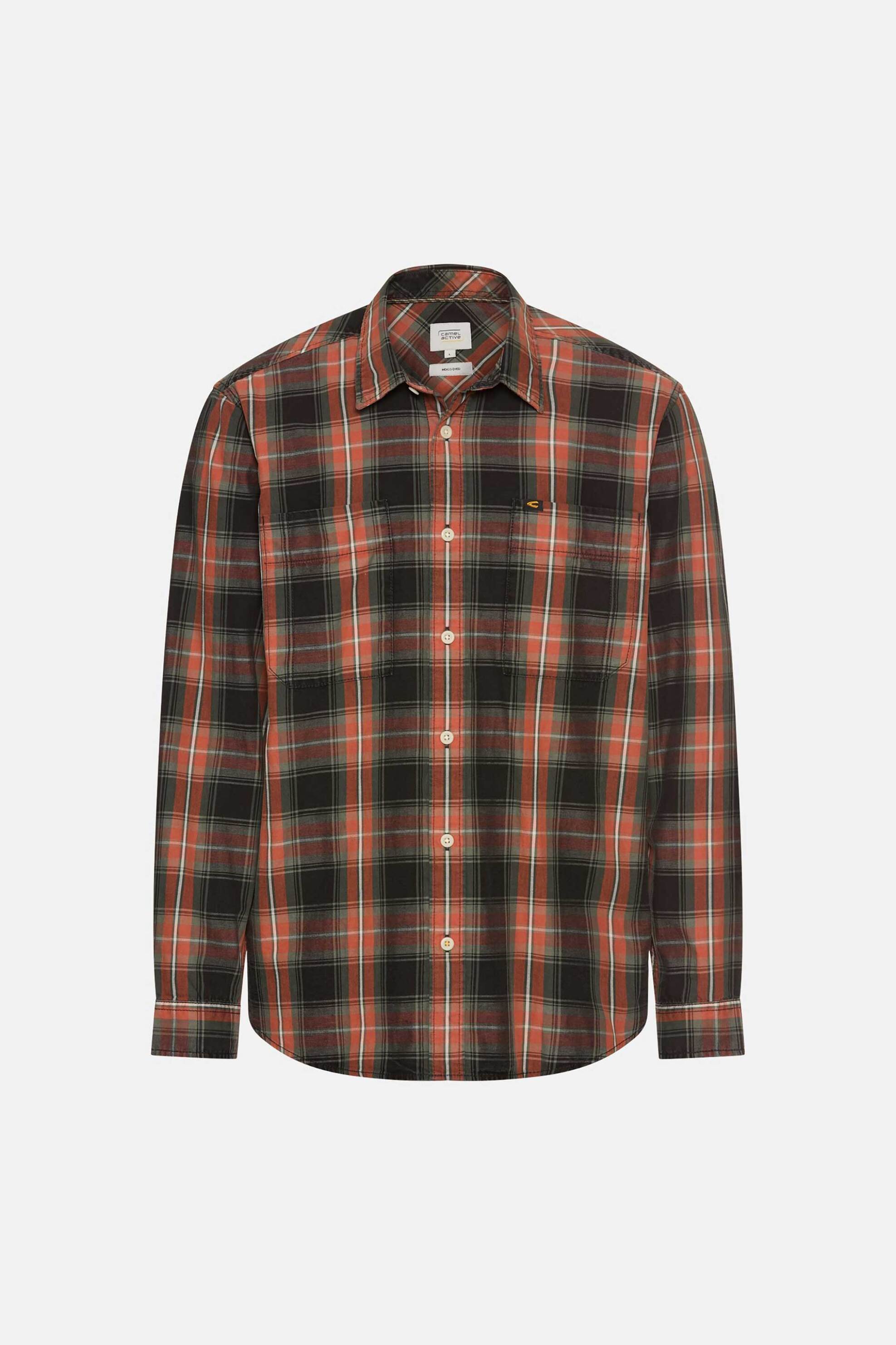 Camel Active ανδρικό πουκάμισο με καρό σχέδιο και τσέπες με λογότυπο Regular Fit - C252-409140-6S40 Καφέ φωτογραφία