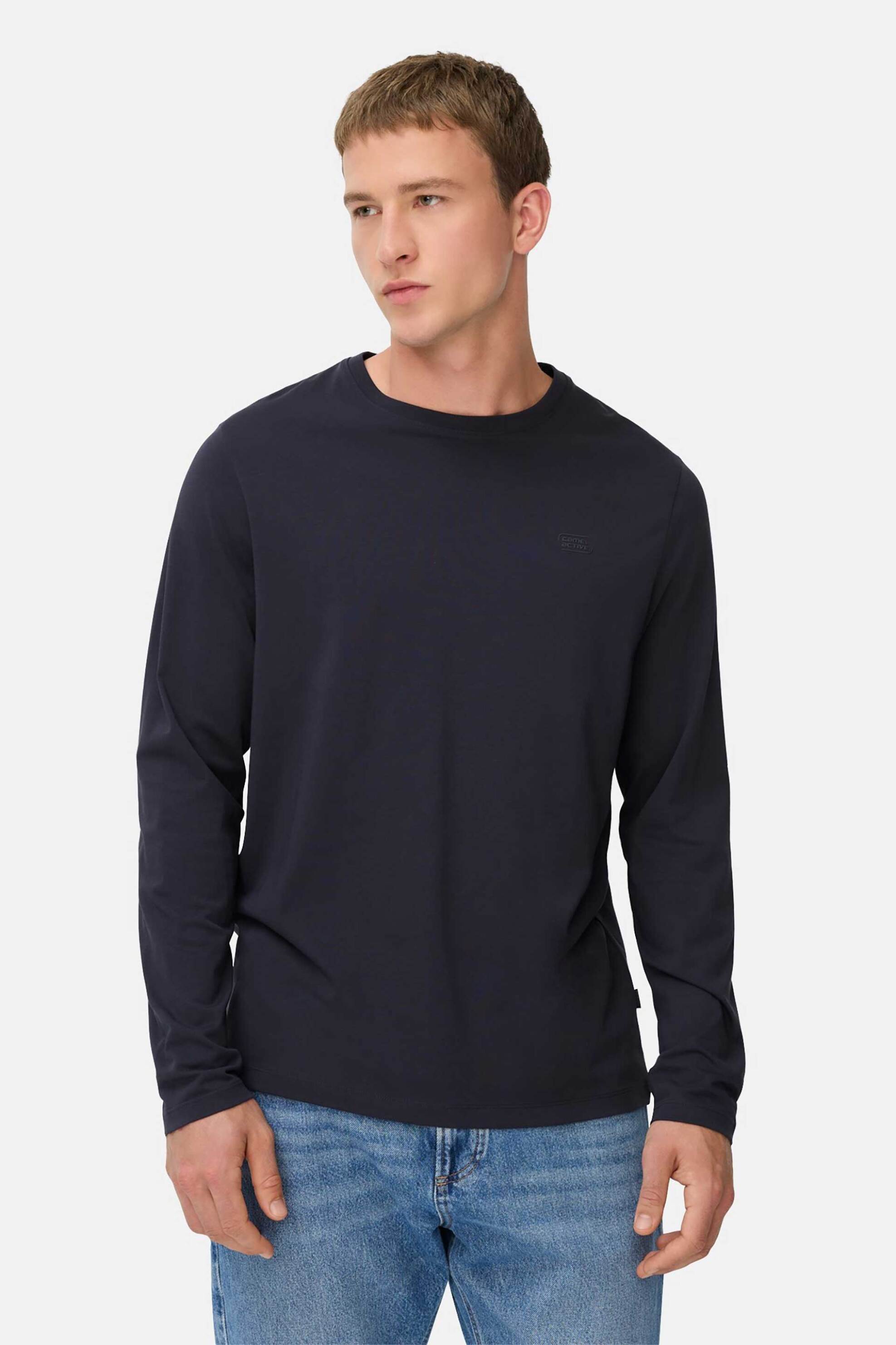 Camel Active ανδρική μακρυμάνικη μπλούζα με λογότυπο Regular Fit - C252-409600-6T06 Μπλε Σκούρο
