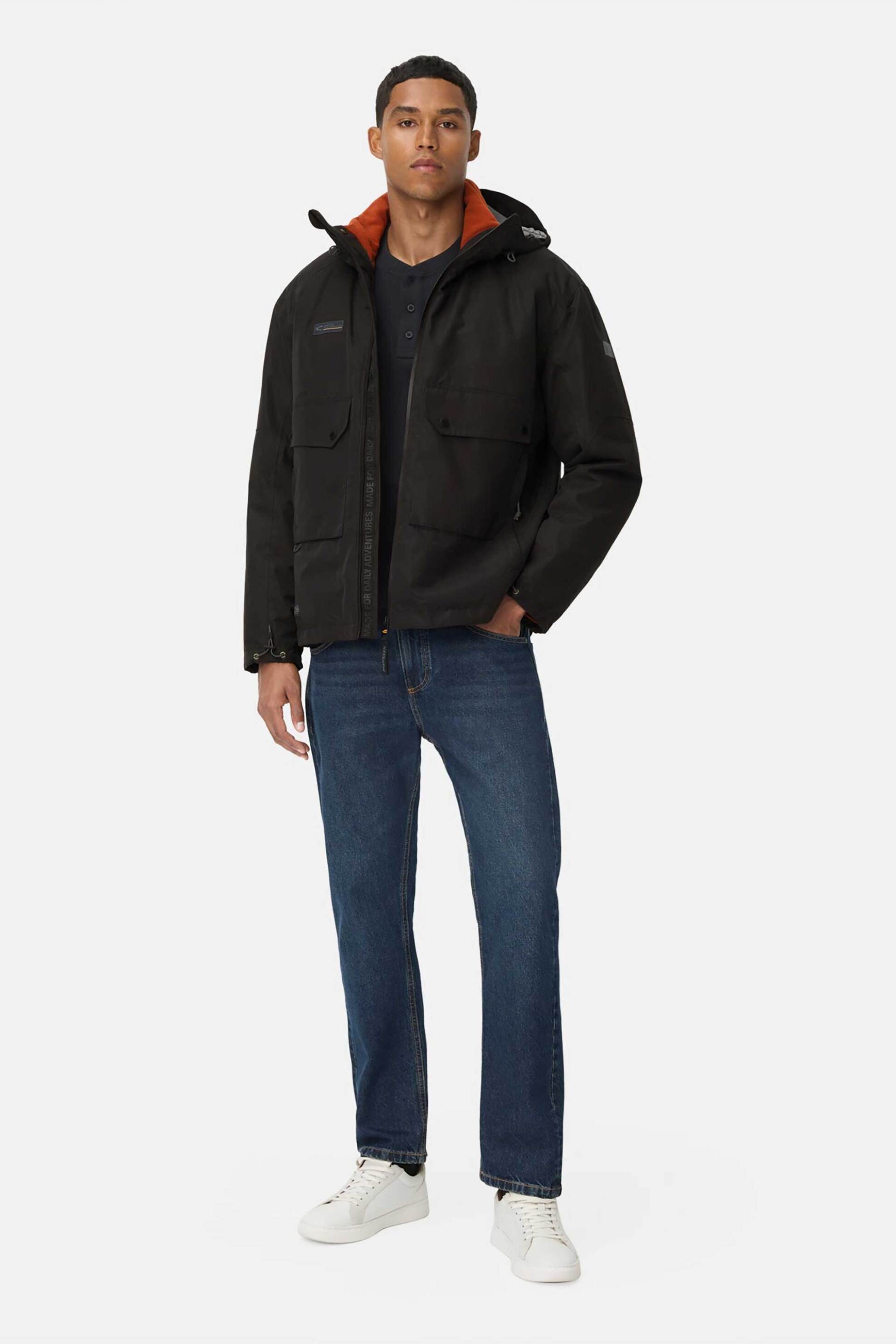 Camel Active ανδρικό αδιάβροχο μπουφάν με κουκούλα και αφαιρούμενη καπιτονέ επένδυση Regular Fit - C252-420094-6N79 Μαύρο φωτογραφία