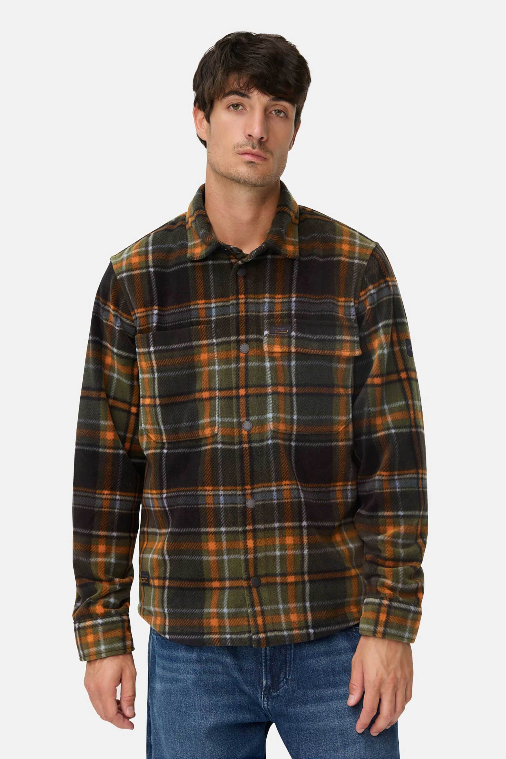 Camel Active ανδρικό overshirt με καρό σχέδιο και τσέπες Relaxed Fit - C252-409384-6S84 Καφέ