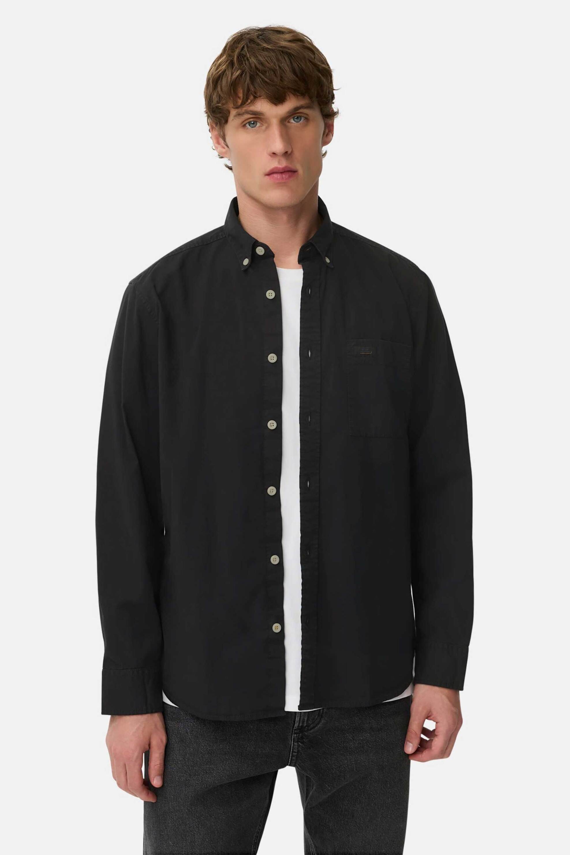 Camel Active ανδρικό πουκάμισο button down με τσέπη και λογότυπο Regular Fit - C252-409108-6S08 Μαύρο