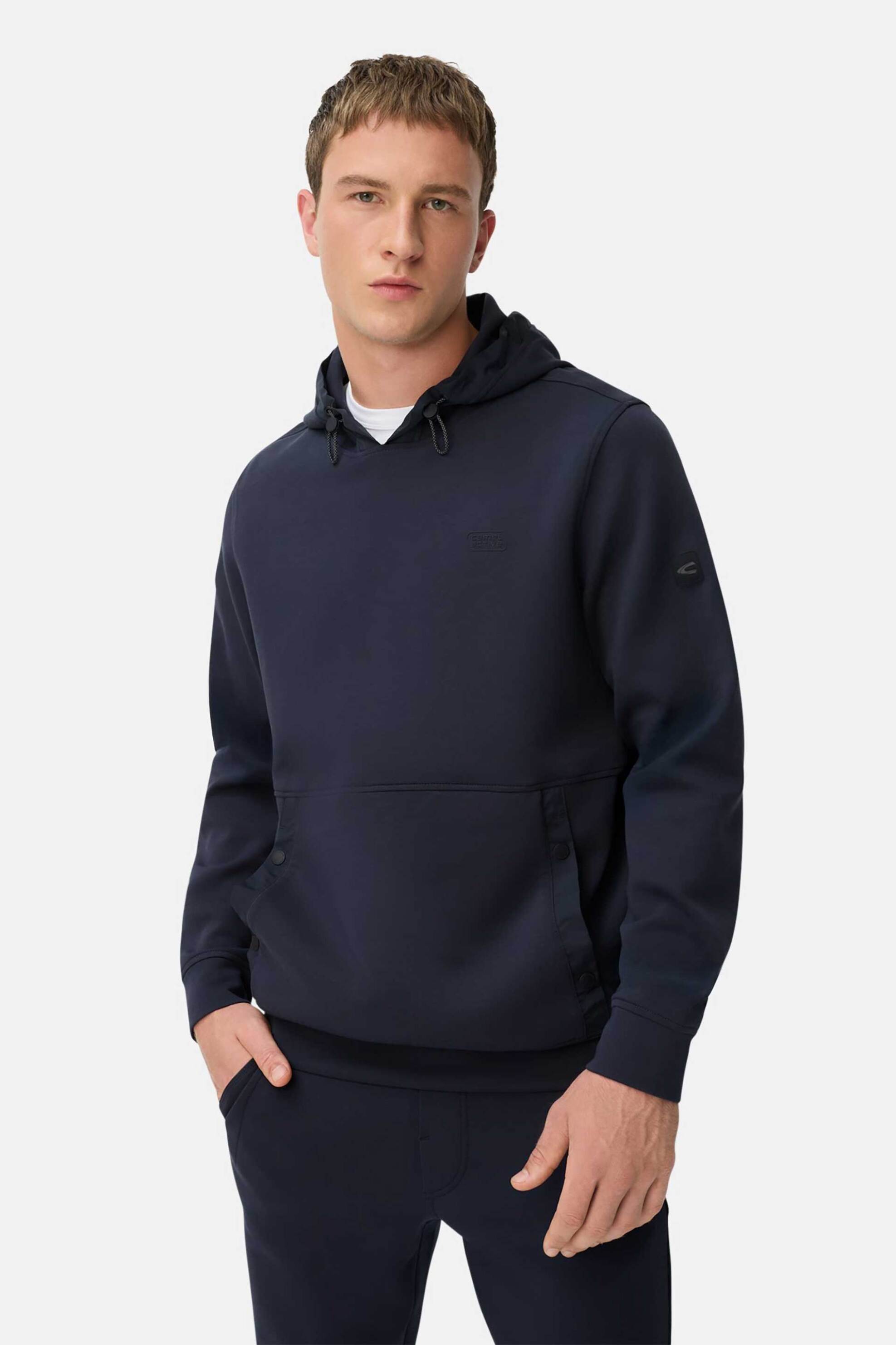 Camel Active ανδρική μπλούζα φούτερ με κουκούλα Regular Fit - C252-409460-6W25 Μπλε Σκούρο