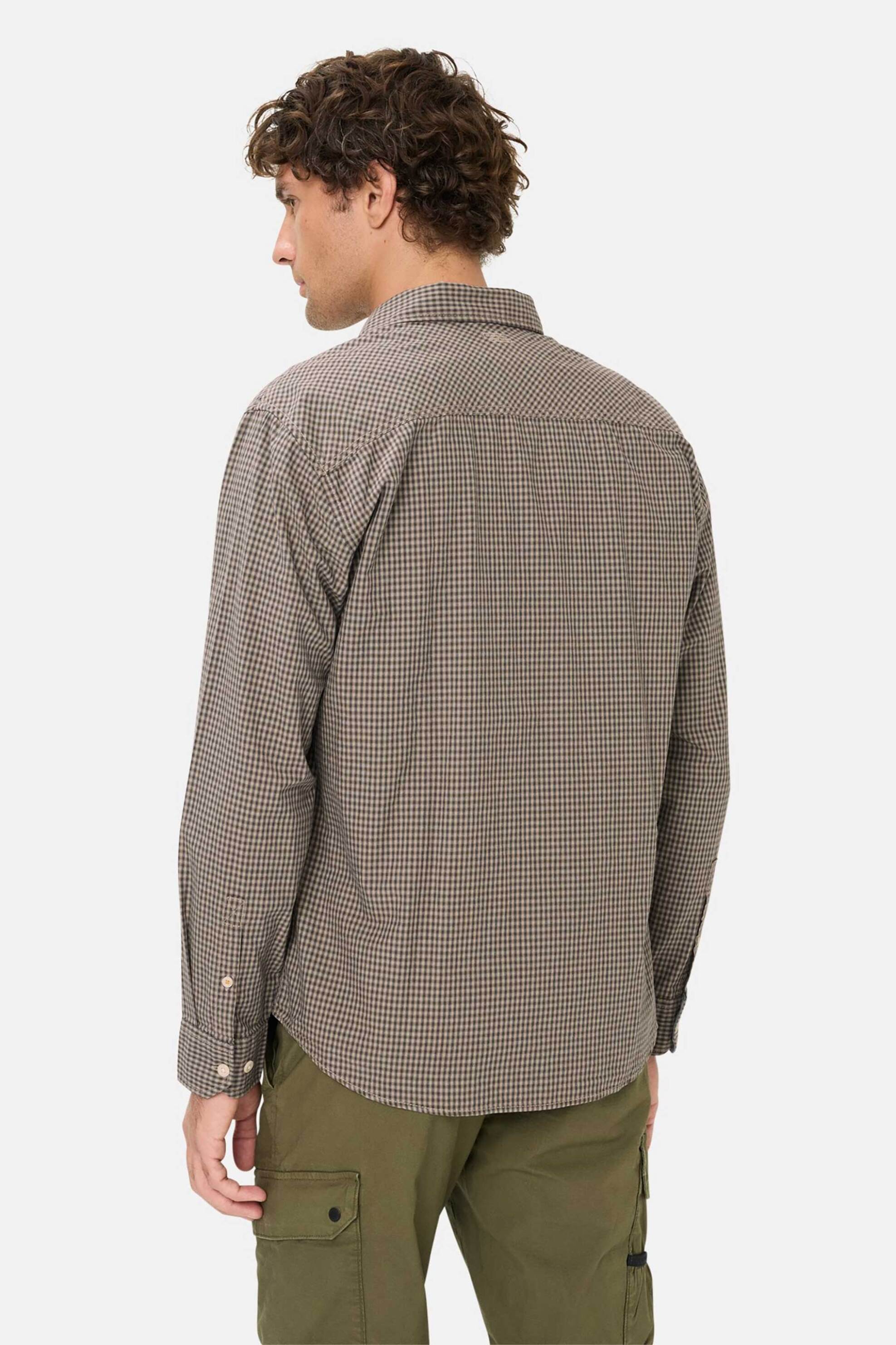 Camel Active Ανδρικό Πουκάμισο Button Down με Καρό Σχέδιο Και Τσέπη Monogram Regular Fit - C261-409103-7S03 Λαδί