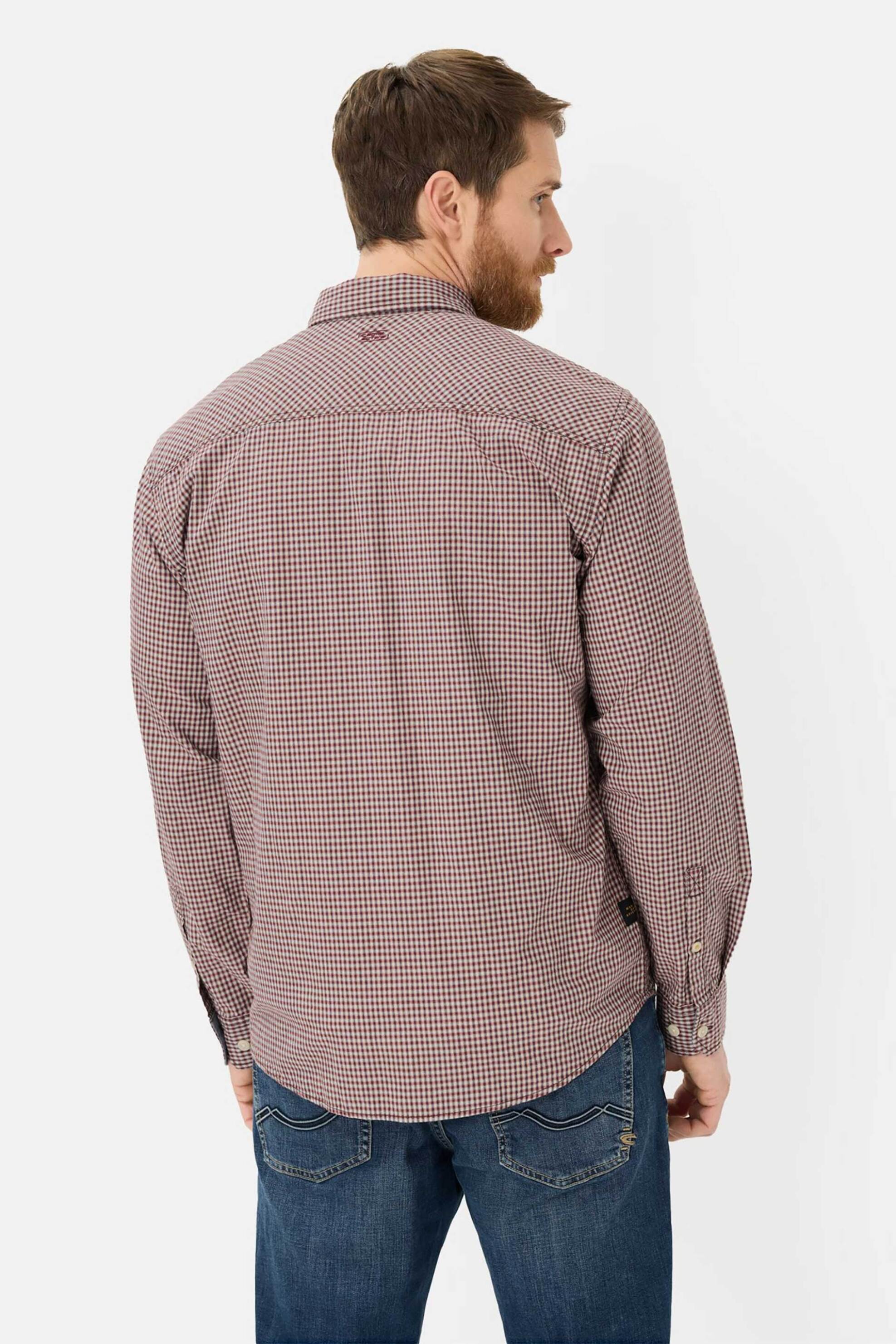 Camel Active Ανδρικό Πουκάμισο Button Down με Καρό Σχέδιο Και Τσέπη Monogram Regular Fit - C261-409103-7S03 Κεραμιδί