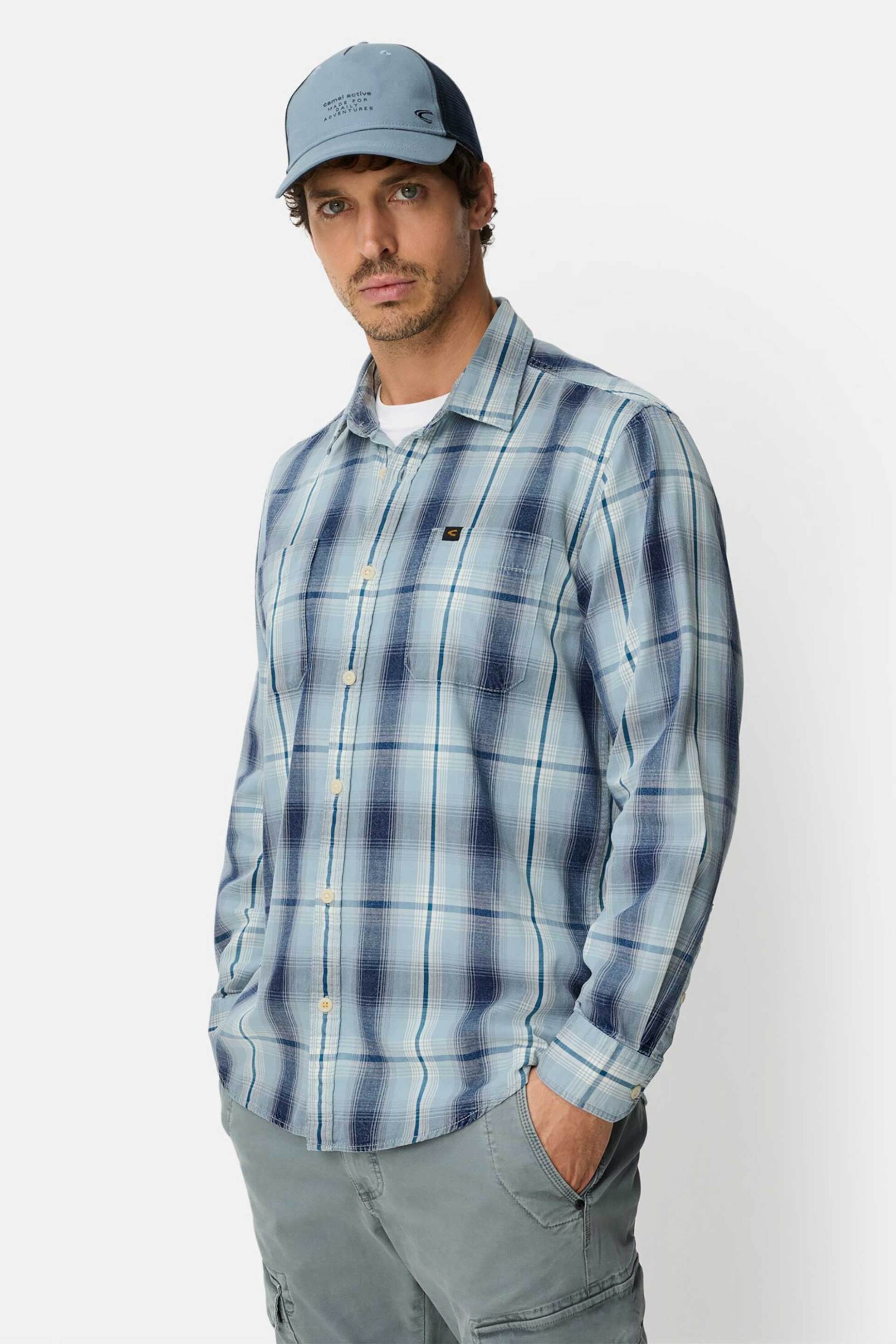 Camel Active ανδρικό πουκάμισο με καρό σχέδιο και τσέπες Regular Fit - C261-409112-7S12 Λαδί