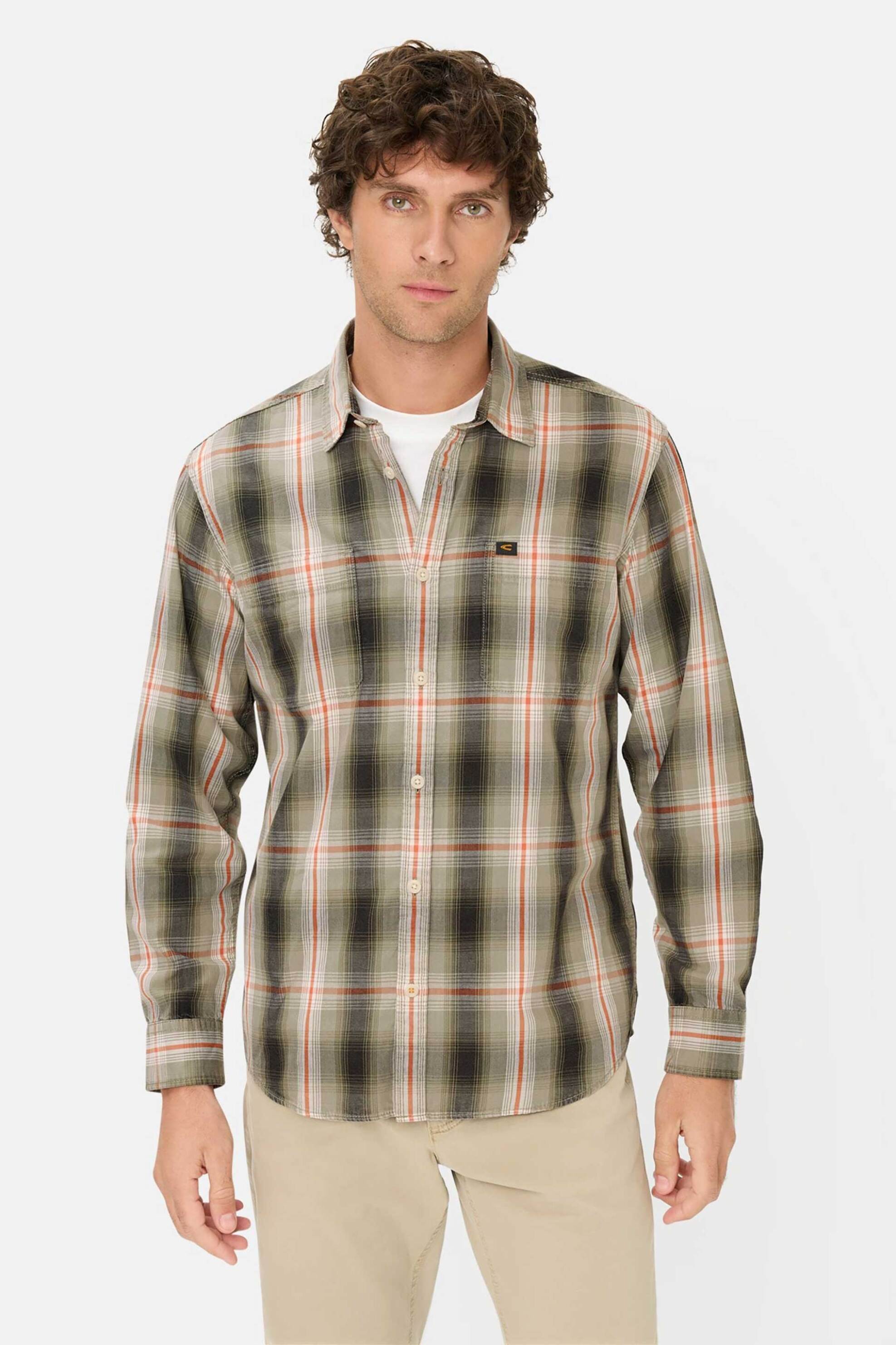 Camel Active ανδρικό πουκάμισο με καρό σχέδιο και τσέπες Regular Fit - C261-409112-7S12 Λαδί