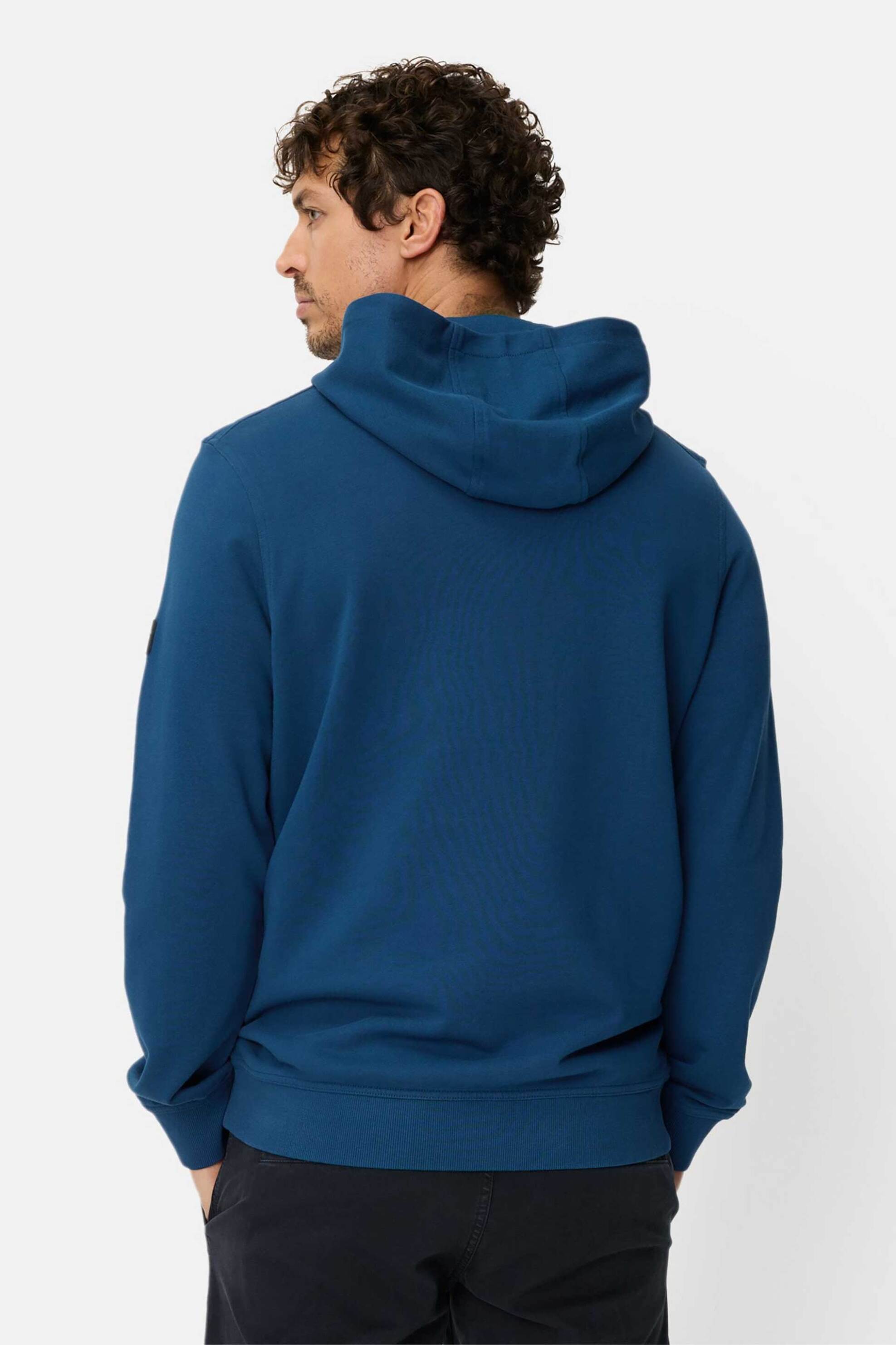 Camel Active Ανδρική Μπλούζα Φούτερ με Κουκούλα Και Monogram Print Relaxed Fit - C261-409460-7W49 Μπλε