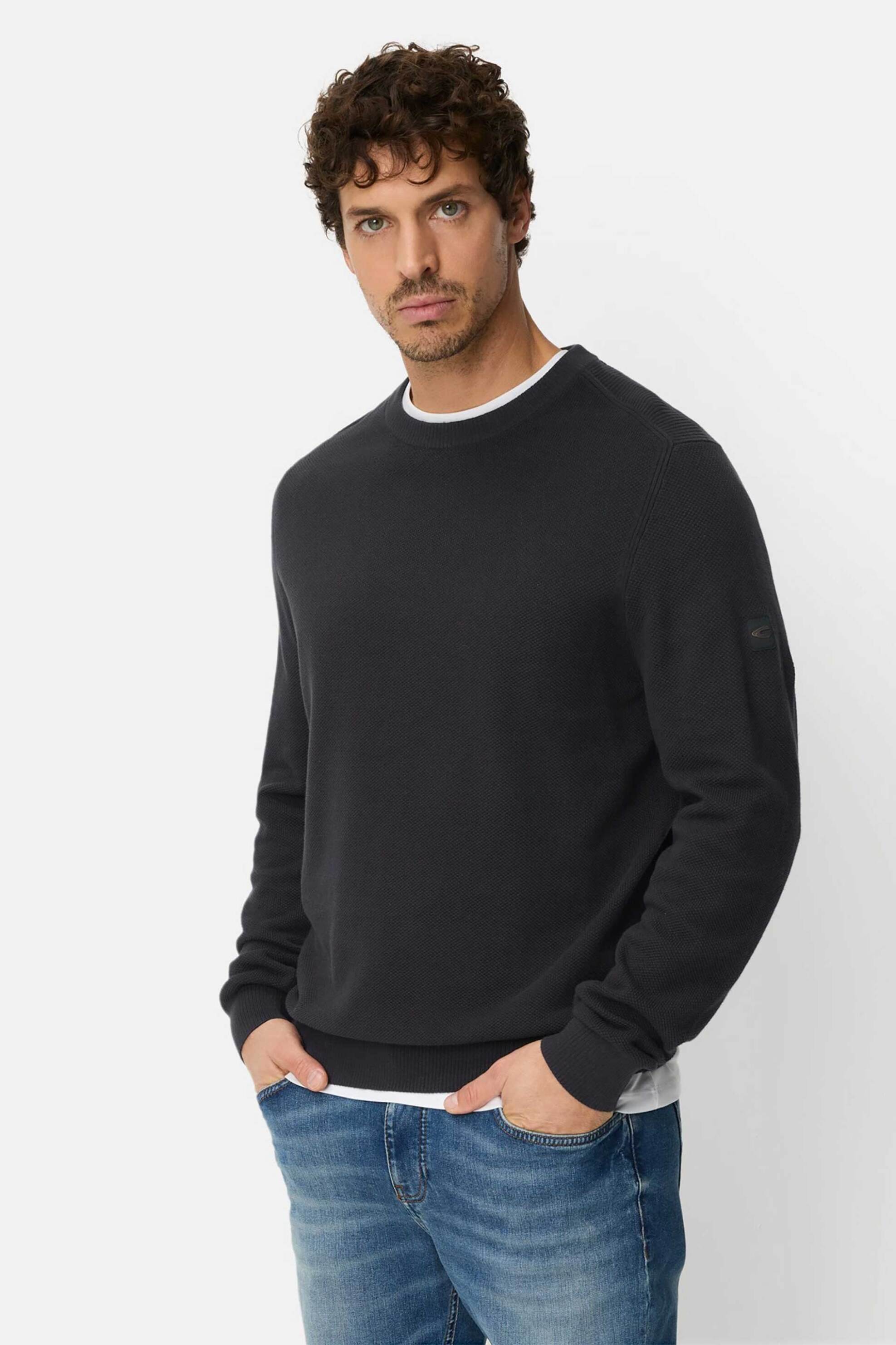 Camel Active ανδρικό πουλόβερ structured Regular Fit - C261-409500-7K00 Μπλε Σκούρο