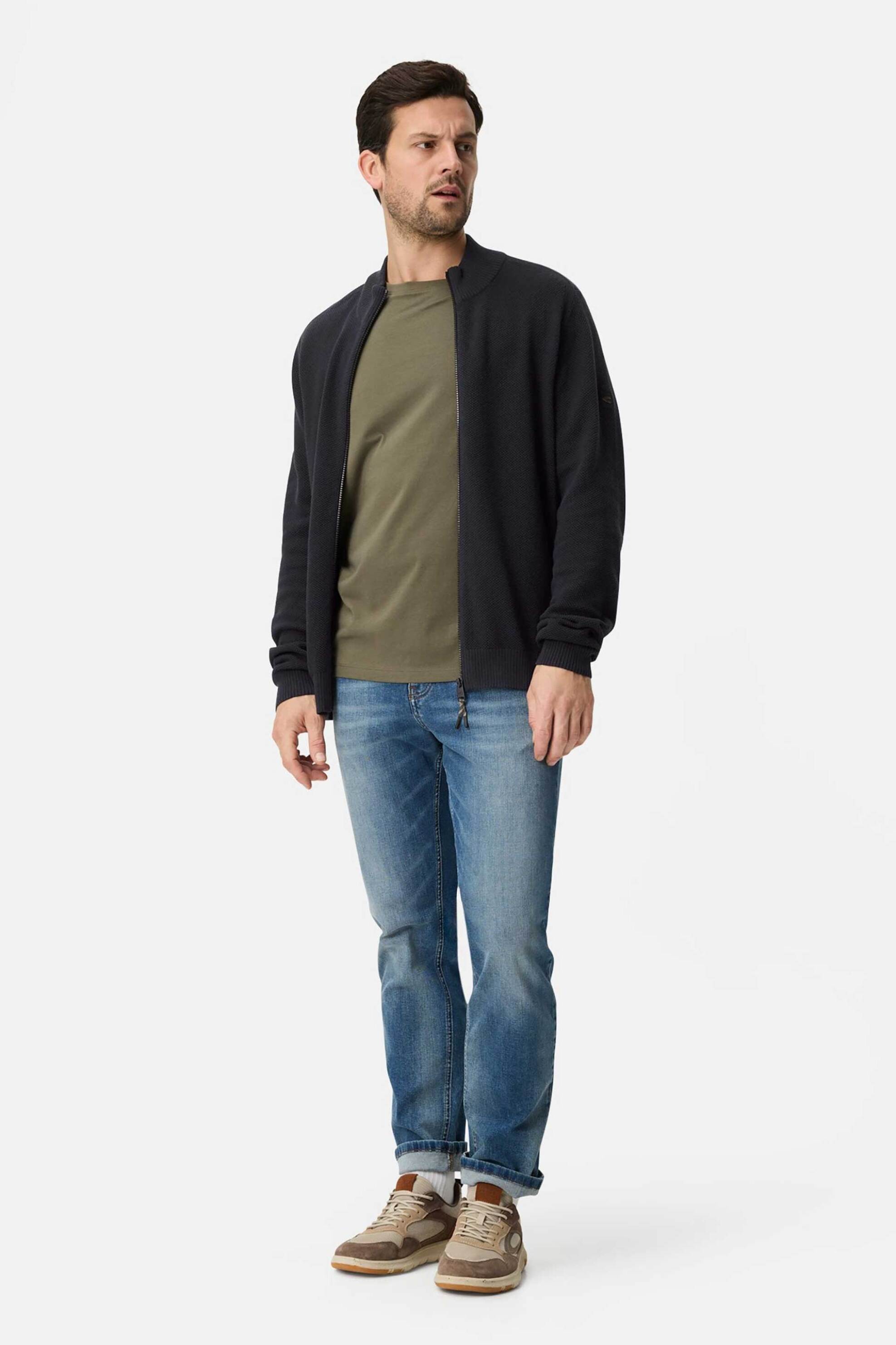 Camel Active ανδρική πλεκτή ζακέτα structured με ψηλό λαιμό Regular Fit - C261-409501-7K01 Μπλε Σκούρο φωτογραφία
