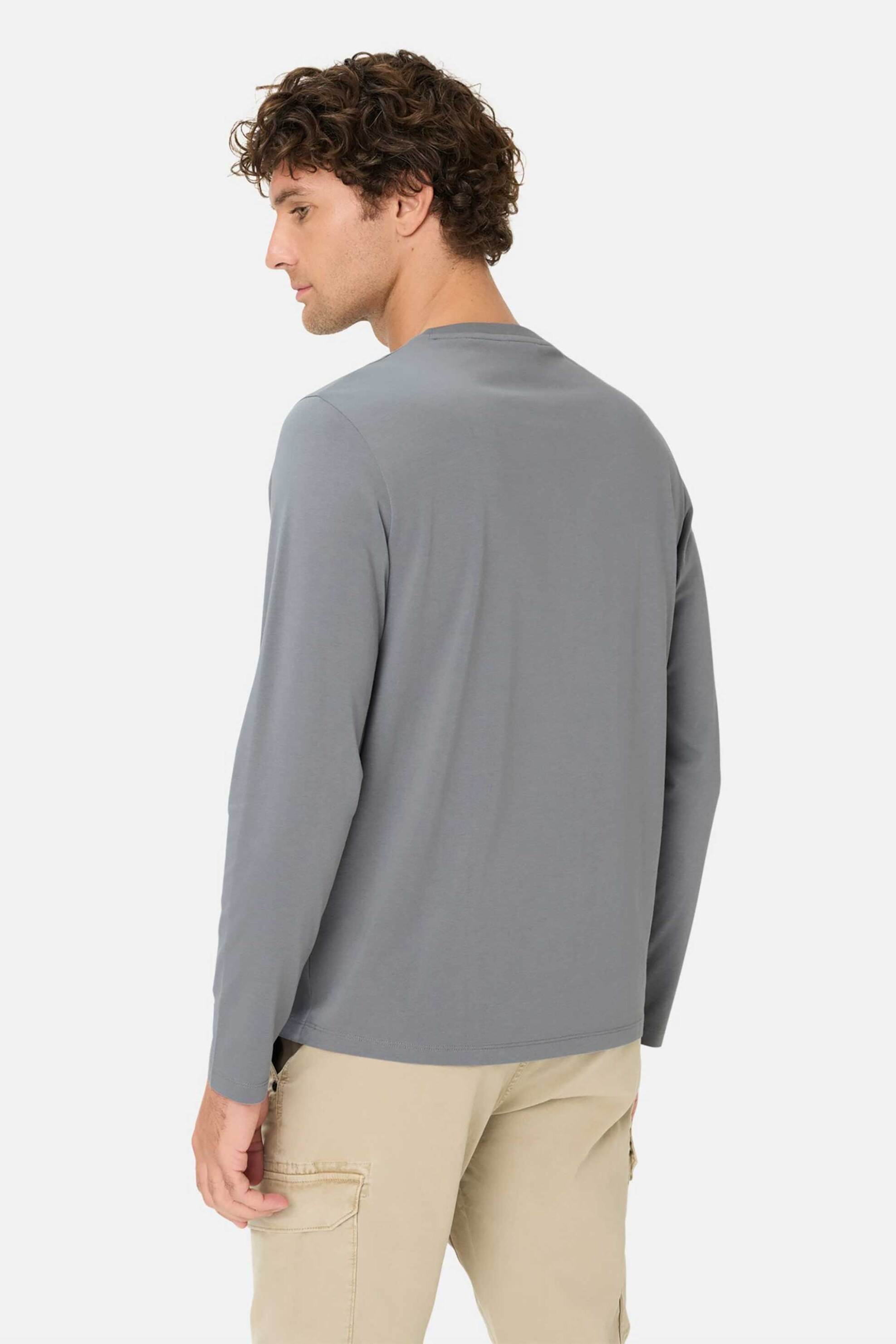Camel Active Ανδρική Μακρυμάνικη Μπλούζα με Κεντημένο Monogram Regular Fit - C261-409600-7T06 Γκρι