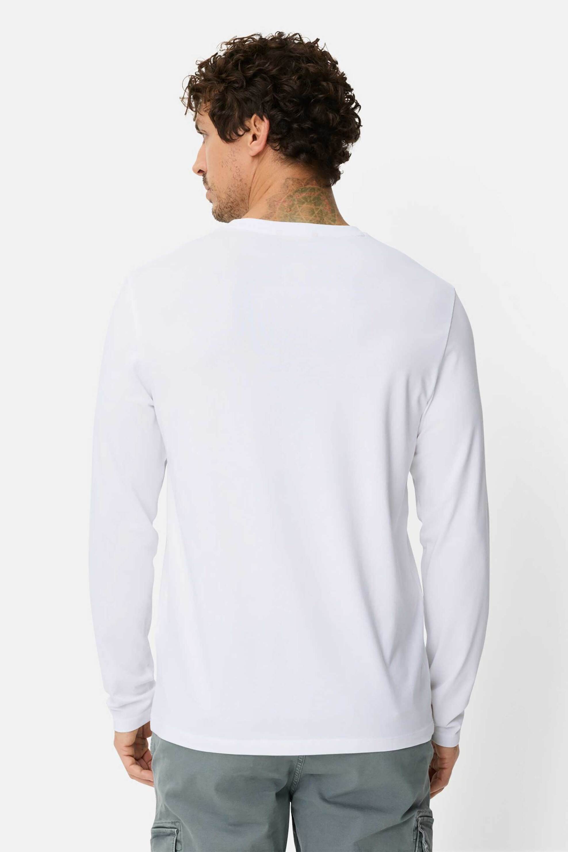 Camel Active Ανδρική Μακρυμάνικη Μπλούζα με Κεντημένο Monogram Regular Fit - C261-409600-7T06 Λευκό
