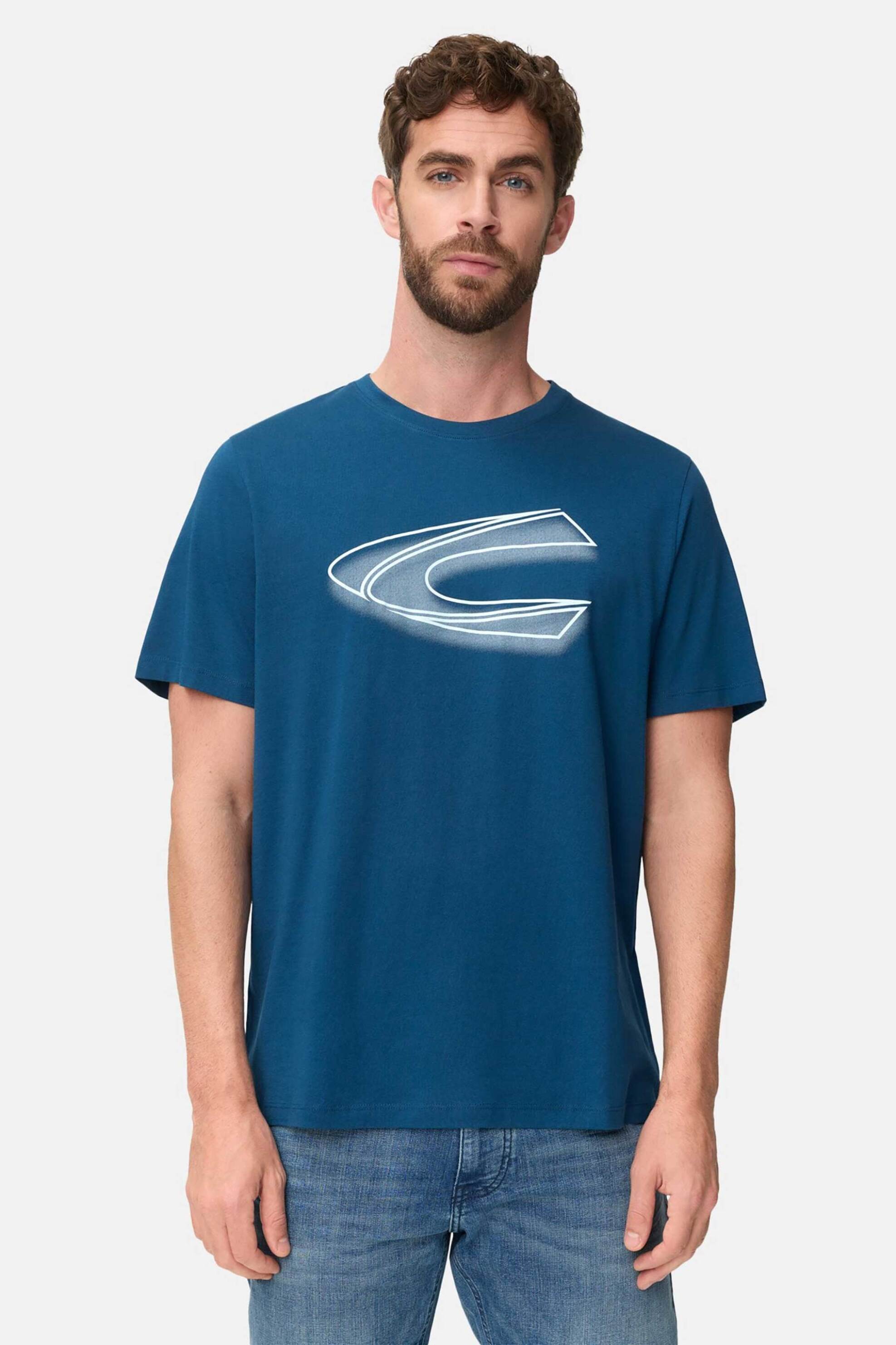 Camel Active ανδρικό T-shirt με monogram print Regular Fit - C261-409700-7T02 Μπλε