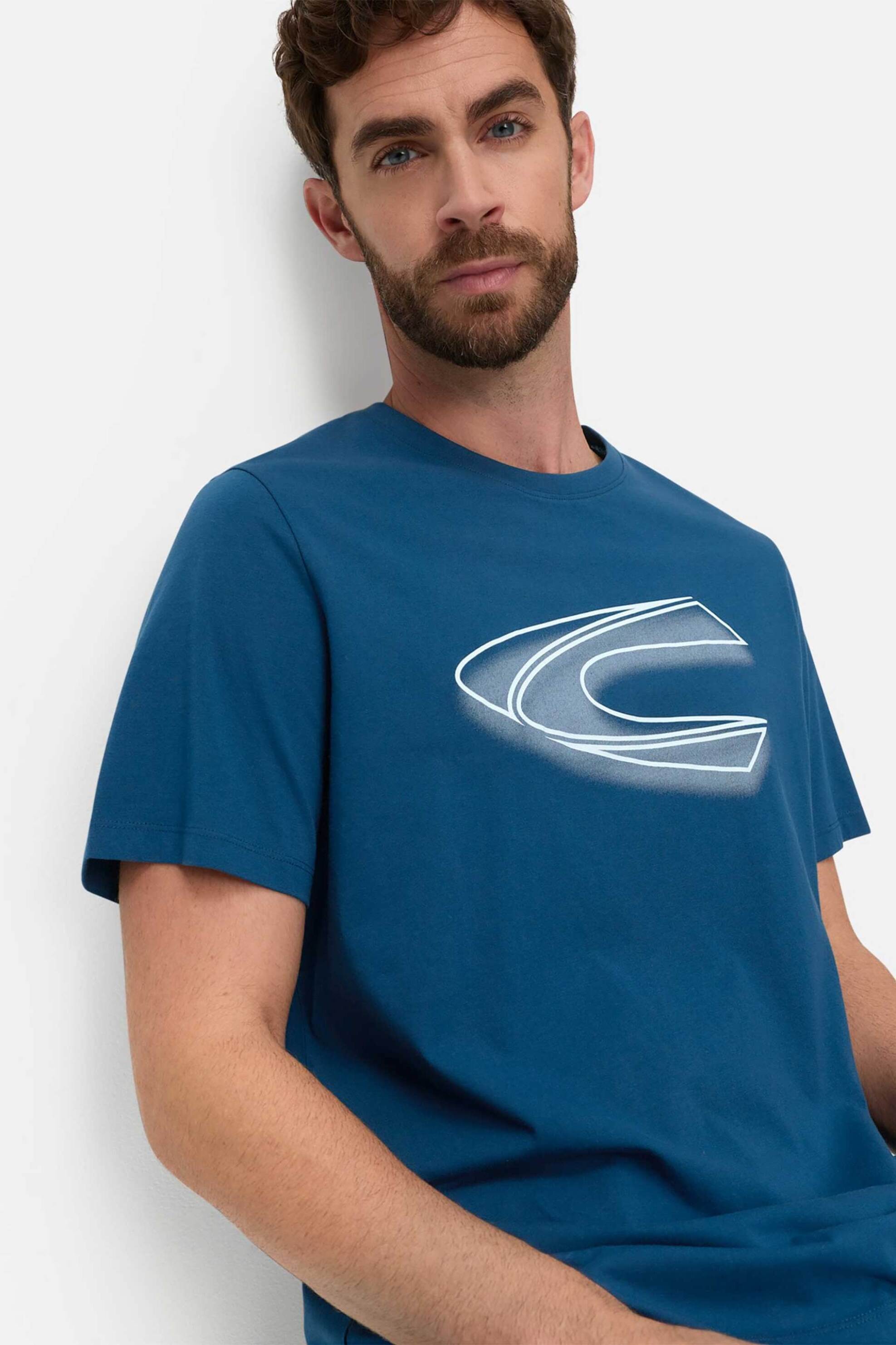 Camel Active ανδρικό T-shirt με monogram print Regular Fit - C261-409700-7T02 Μπλε φωτογραφία