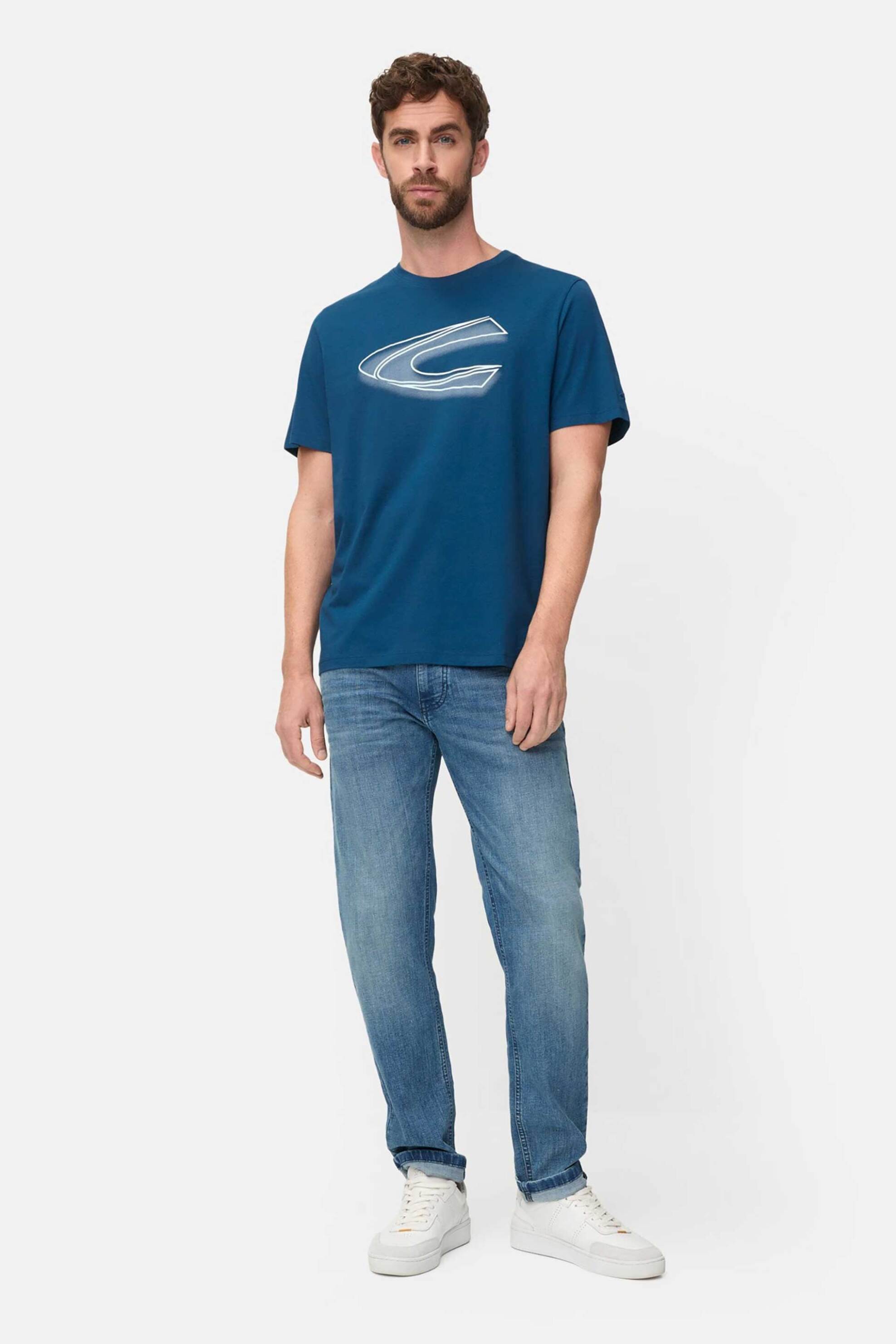 Camel Active ανδρικό T-shirt με monogram print Regular Fit - C261-409700-7T02 Μπλε φωτογραφία