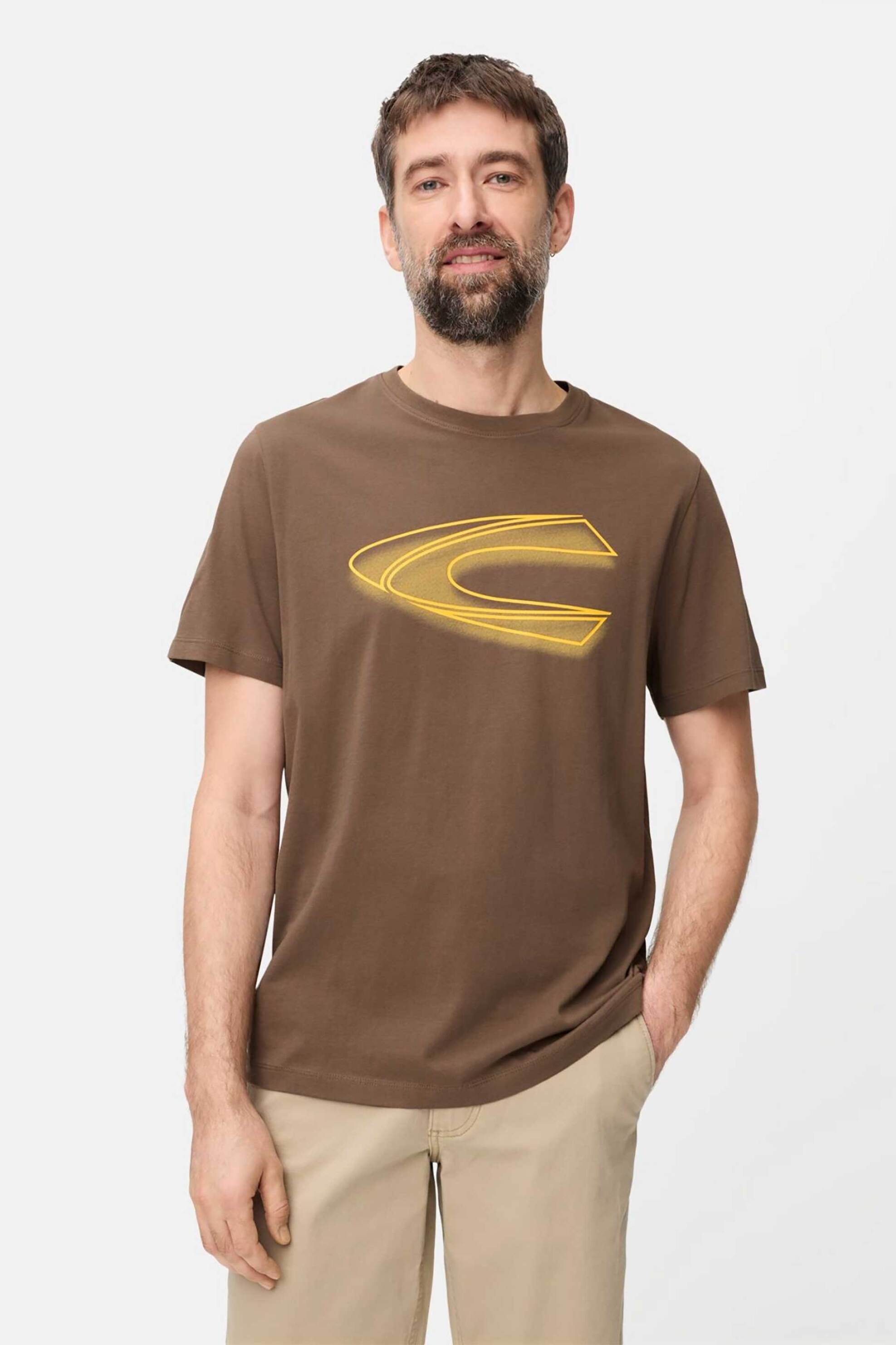 Camel Active ανδρικό T-shirt με monogram print Regular Fit - C261-409700-7T02 Καφέ