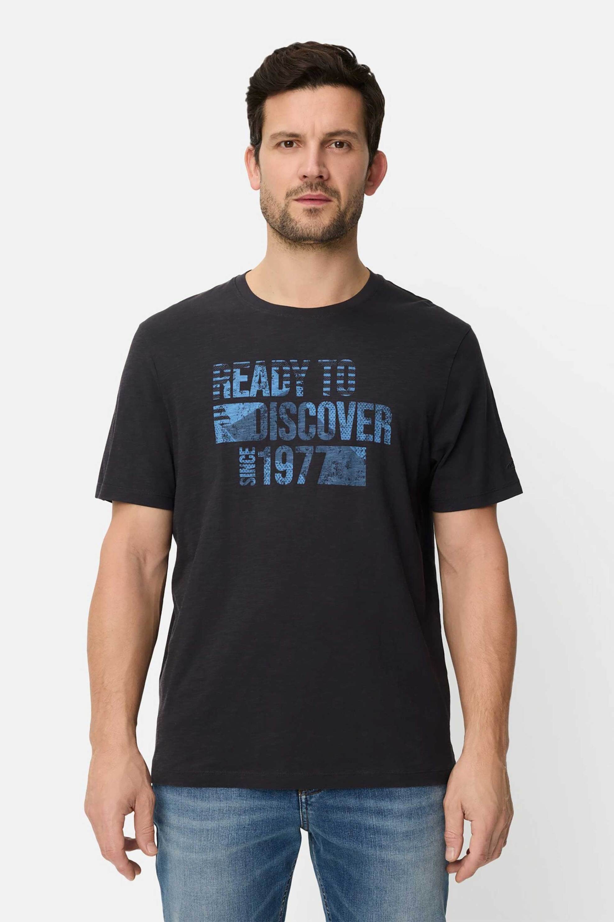 Camel Active ανδρικό T-shirt με lettering Relaxed Fit - C261-409700-7T17 Μπλε Σκούρο