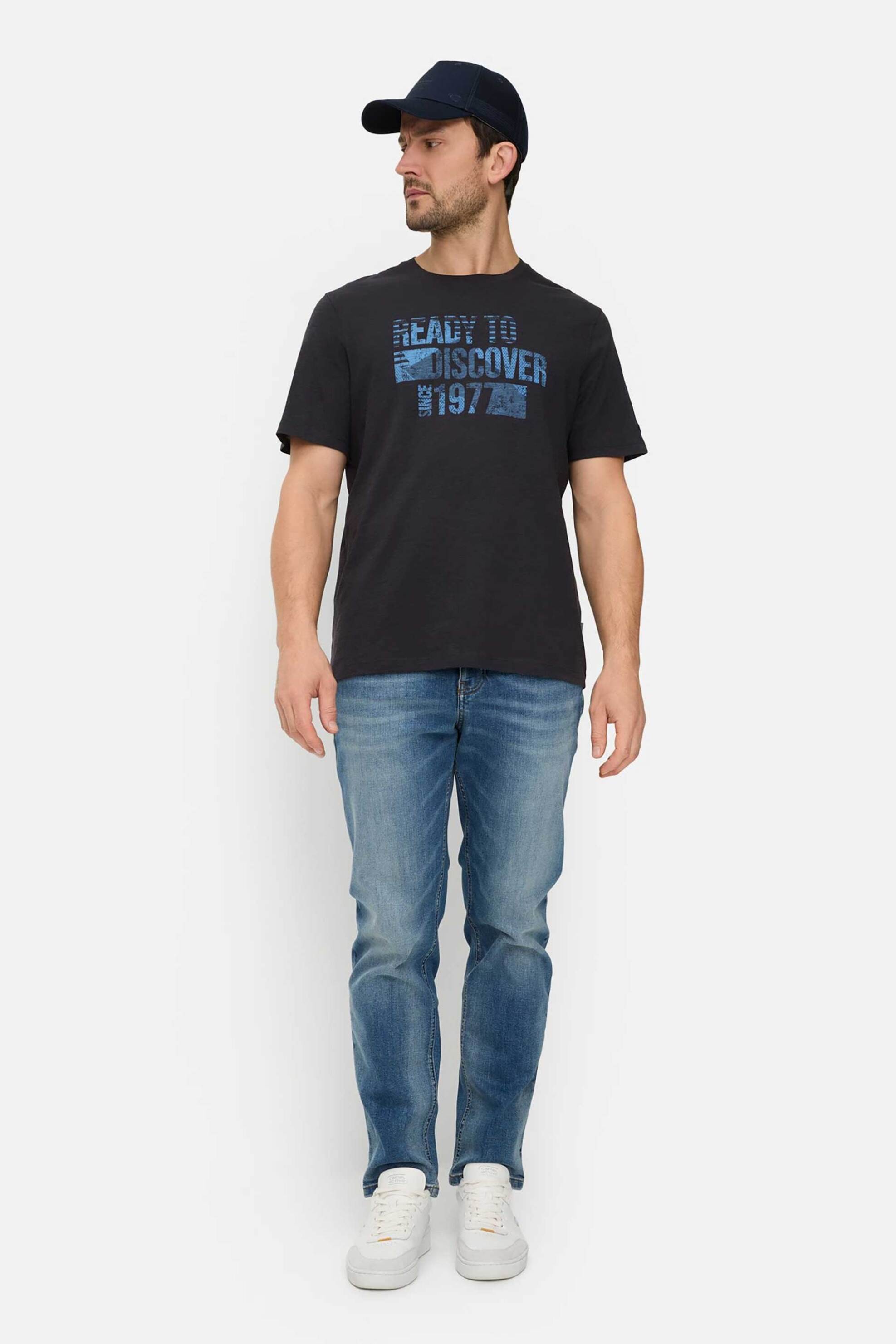 Camel Active ανδρικό T-shirt με lettering Relaxed Fit - C261-409700-7T17 Μπλε Σκούρο φωτογραφία