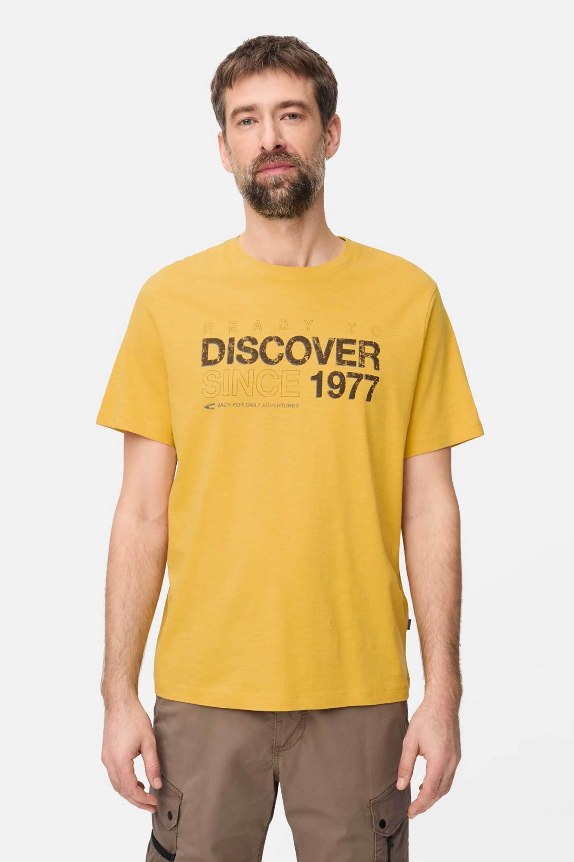 Camel Active ανδρικό T-shirt με lettering Relaxed Fit - C261-409700-7T17 Κίτρινο
