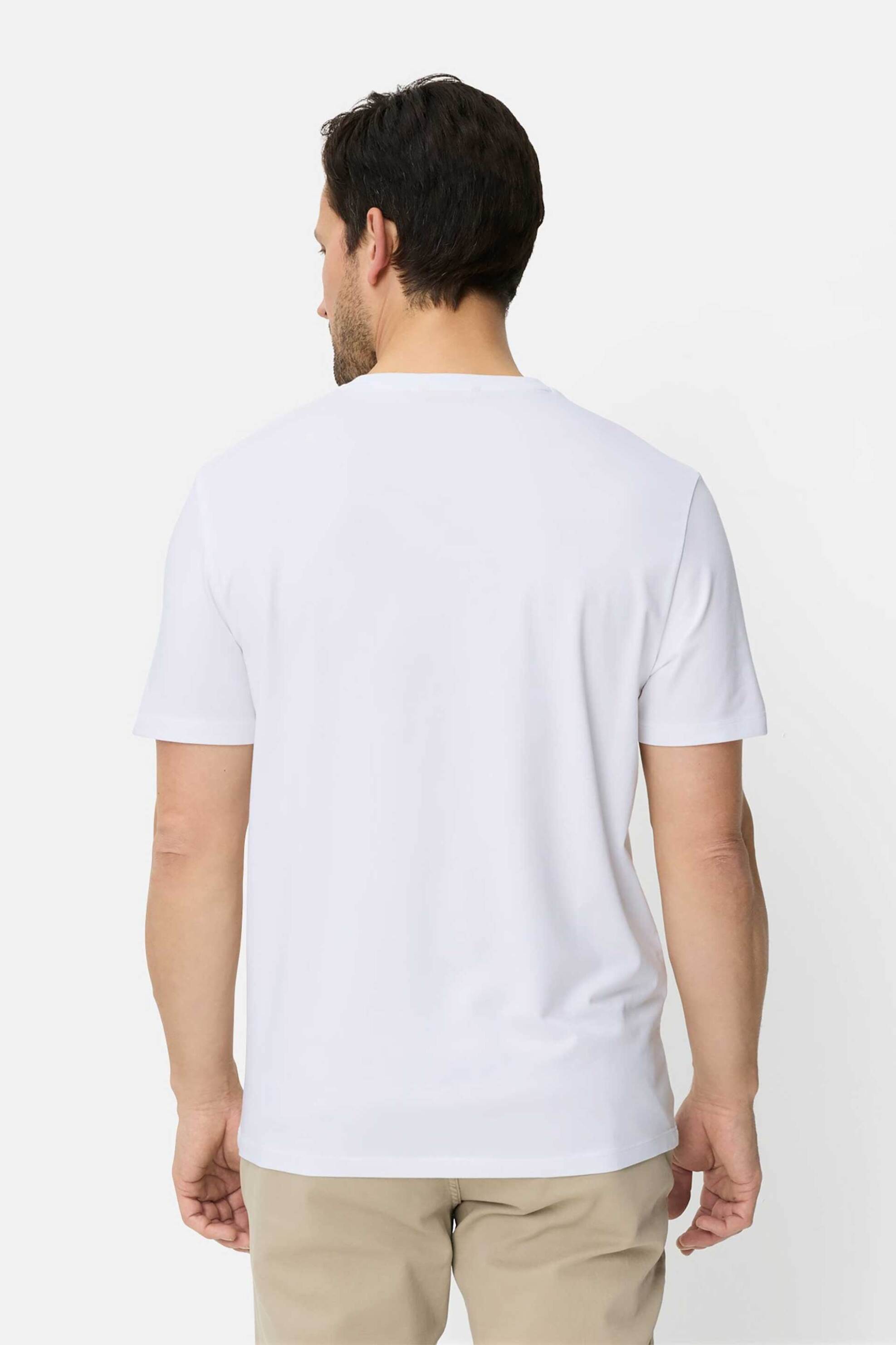 Camel Active ανδρικό T-shirt με κεντημένο monogram Regular Fit - C261NOS-409700-9T87 Λευκό φωτογραφία