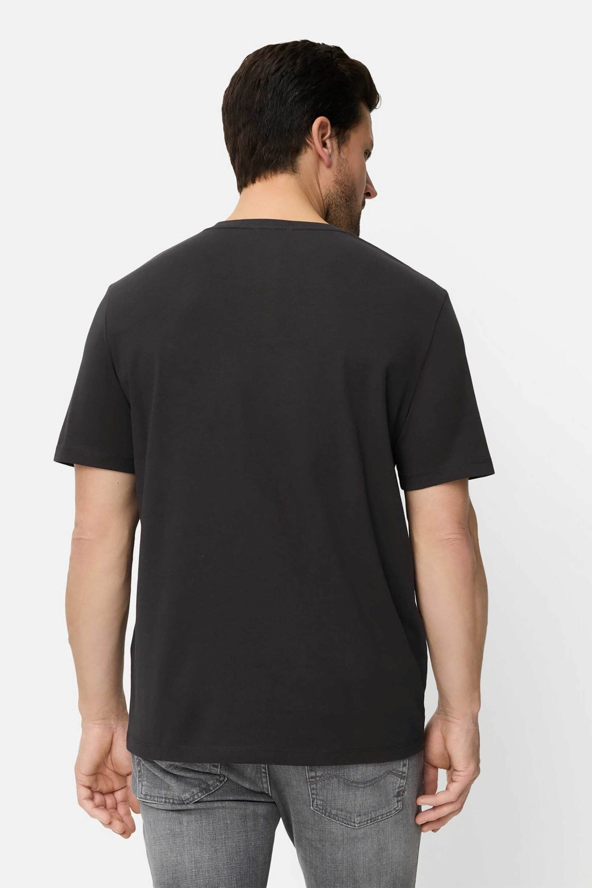 Camel Active Ανδρικό T-Shirt με Κεντημένο Monogram Regular Fit - C261Nos-409700-9T87 Μαύρο