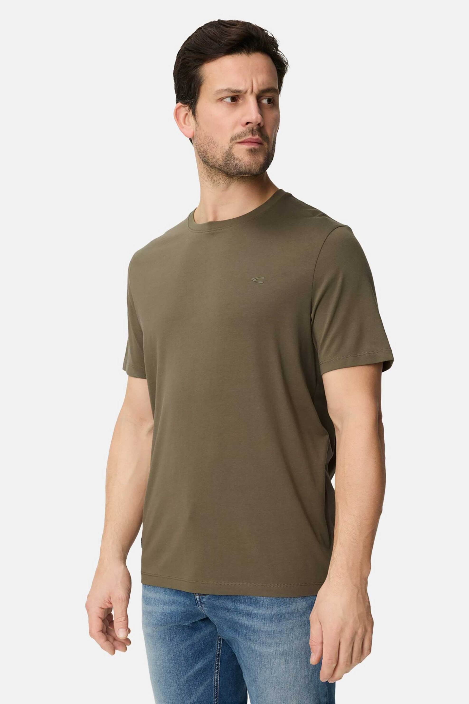 Camel Active ανδρικό T-shirt με κεντημένο monogram Regular Fit - C261NOS-409700-9T87 Λαδί