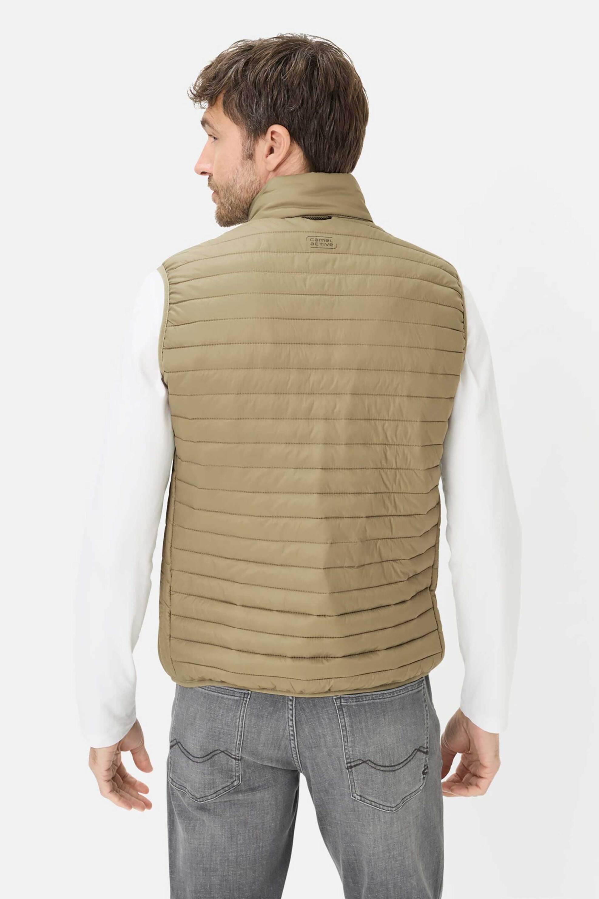 Camel Active Ανδρικό Αμάνικο Μπουφάν Αδιάβροχο με Καπιτονέ Σχέδιο Regular Fit - C261Nos-460190-9N90 Μπεζ